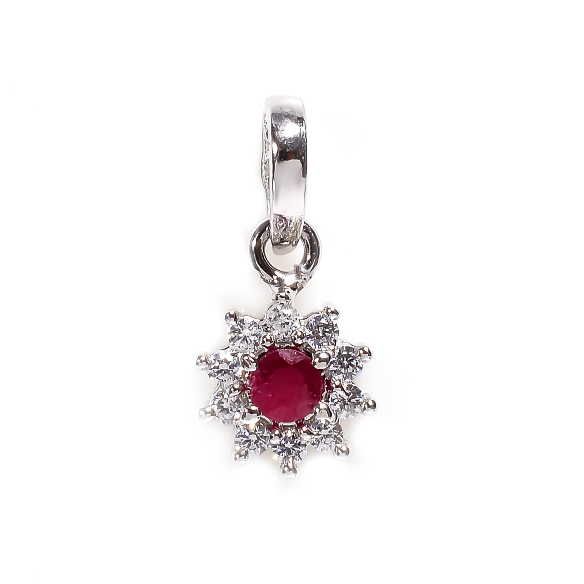Sterling Silver Ruby Pendant: Floral Starburst, Fine Jewelry