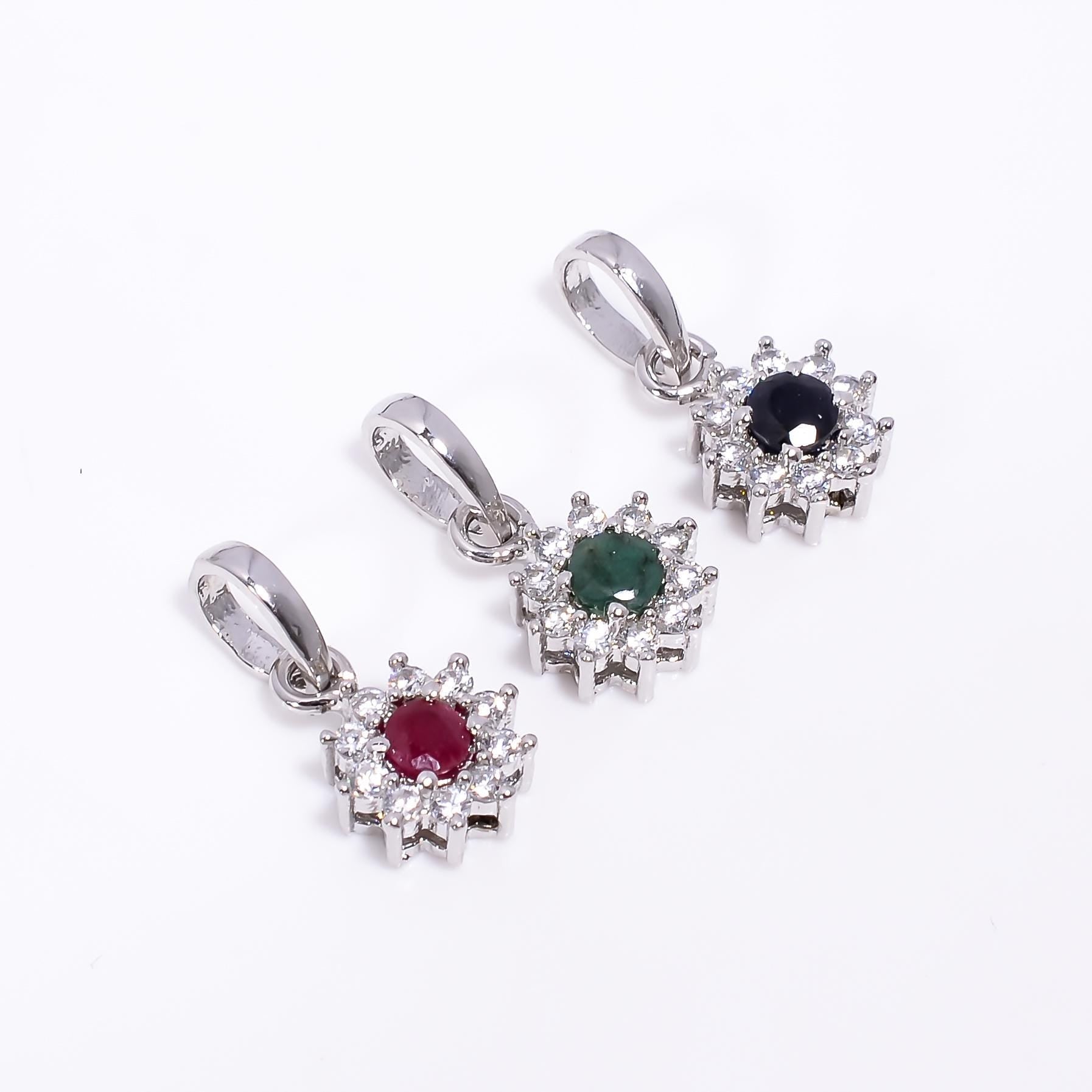 Sterling Silver Ruby Pendant: Floral Starburst, Fine Jewelry