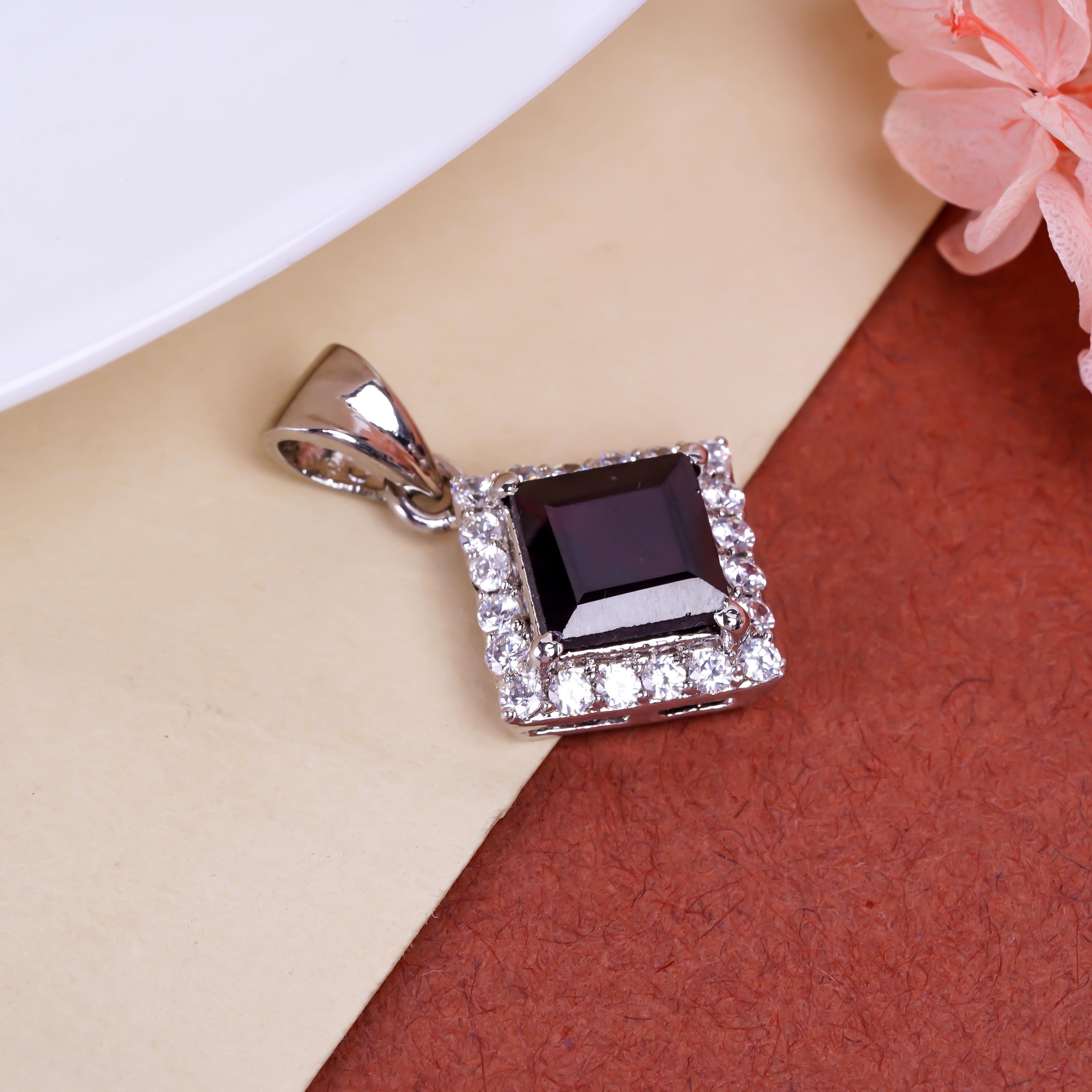 Handmade 925 Sterling Silver Citrine Square Pendant - Elegant Fine Jewelry