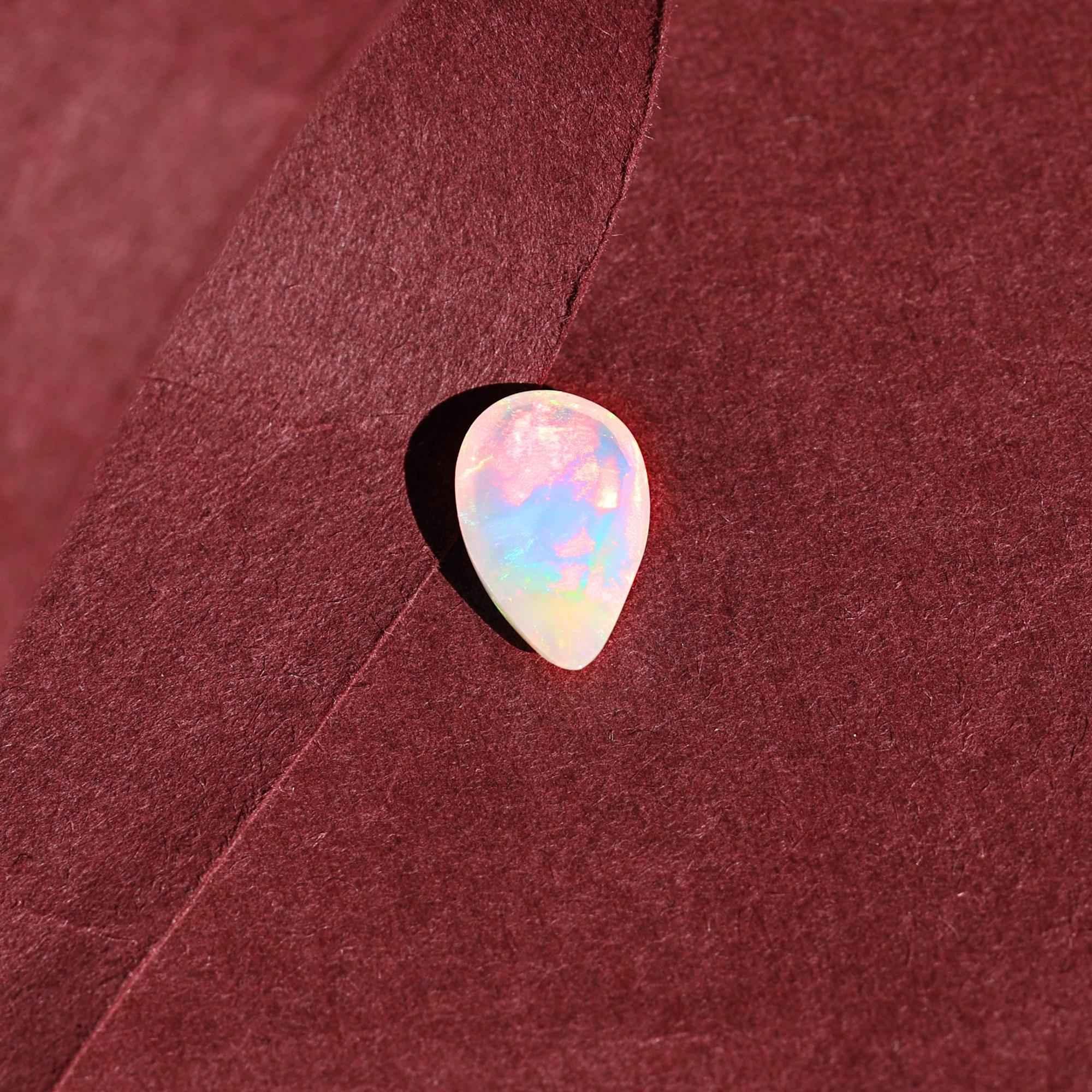 2.53 Carat Pear Shape Ethiopian Fire Opal Cabochon: Ring or Pendant Stone loose gemstones