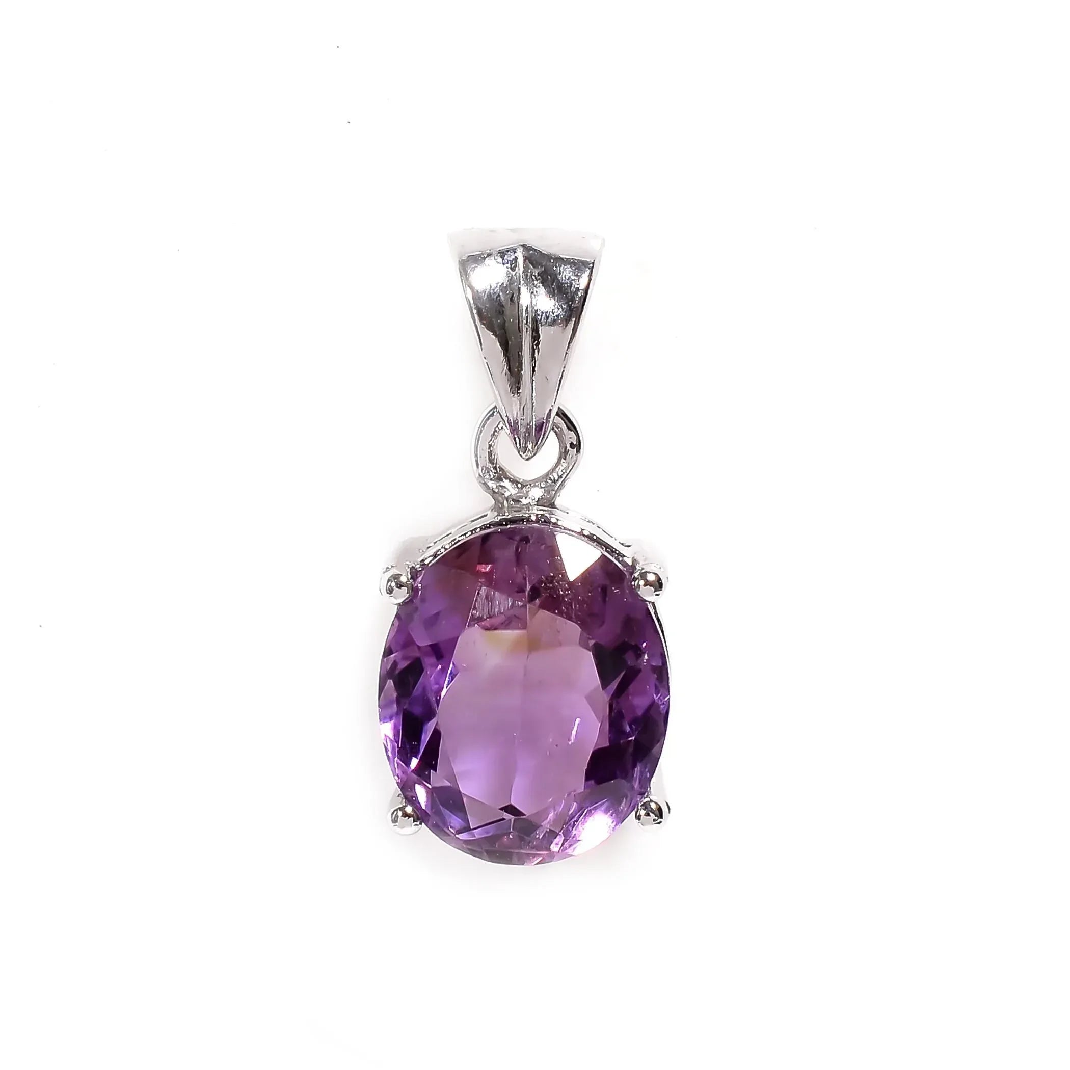 Amethyst or Citrine Pendant: Oval Sterling Silver Bohemian Jewelry