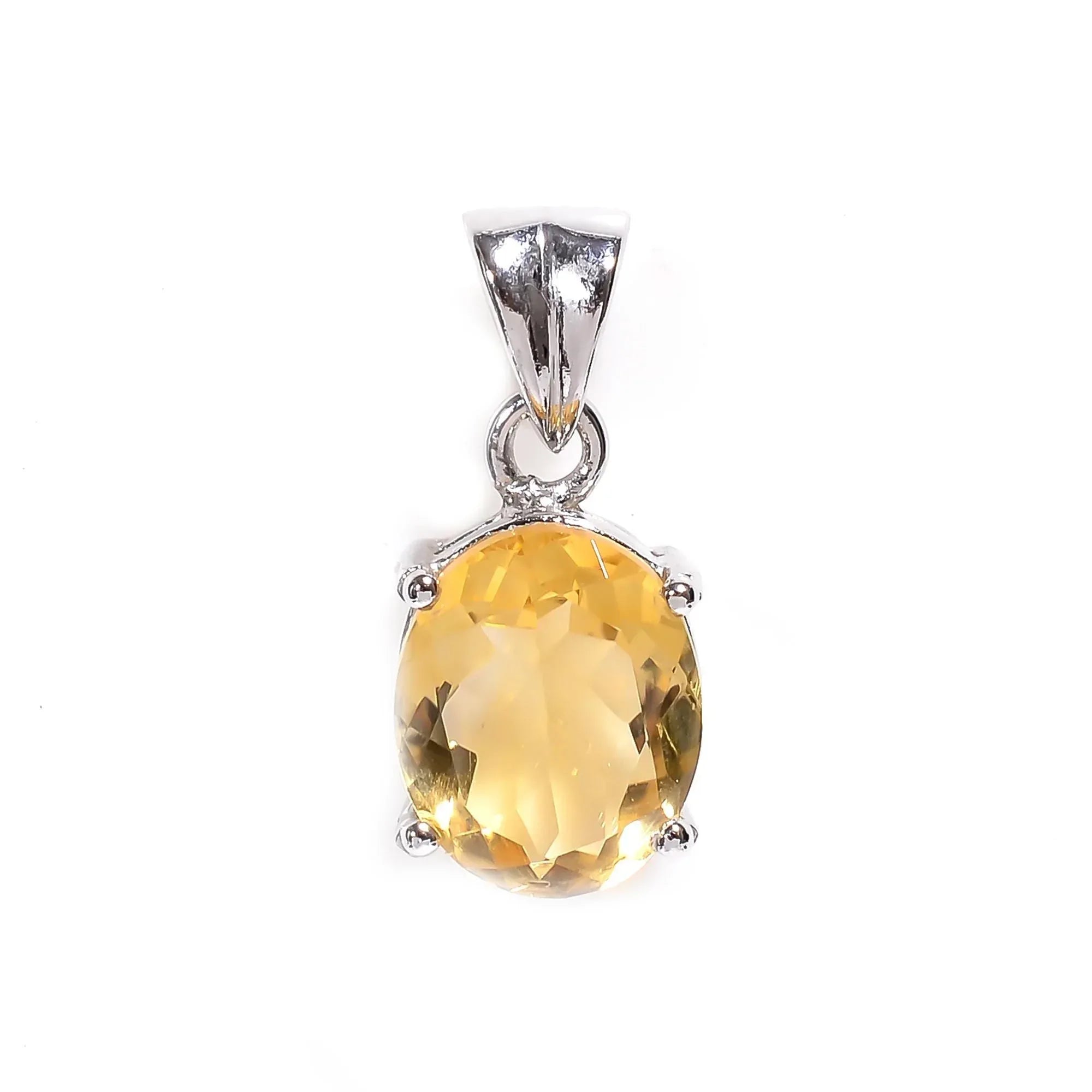 Amethyst or Citrine Pendant: Oval Sterling Silver Bohemian Jewelry