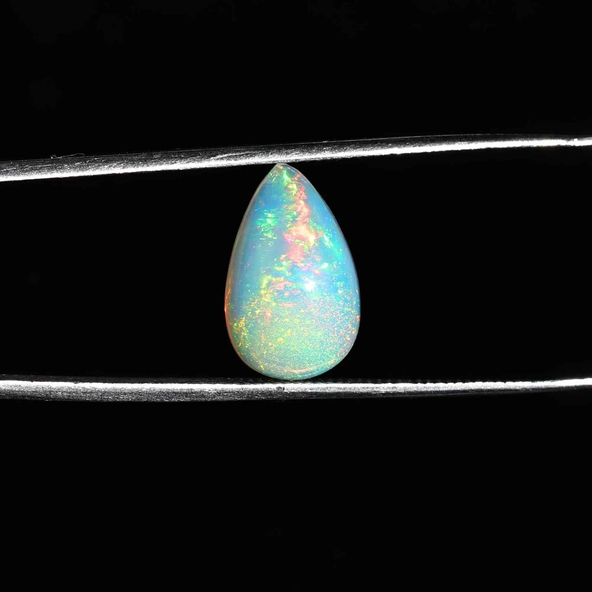 Ethiopian Fire Opal Cabochon: White Pear-Cut Loose Gemstone, 2.80 Carat loose gemstones
