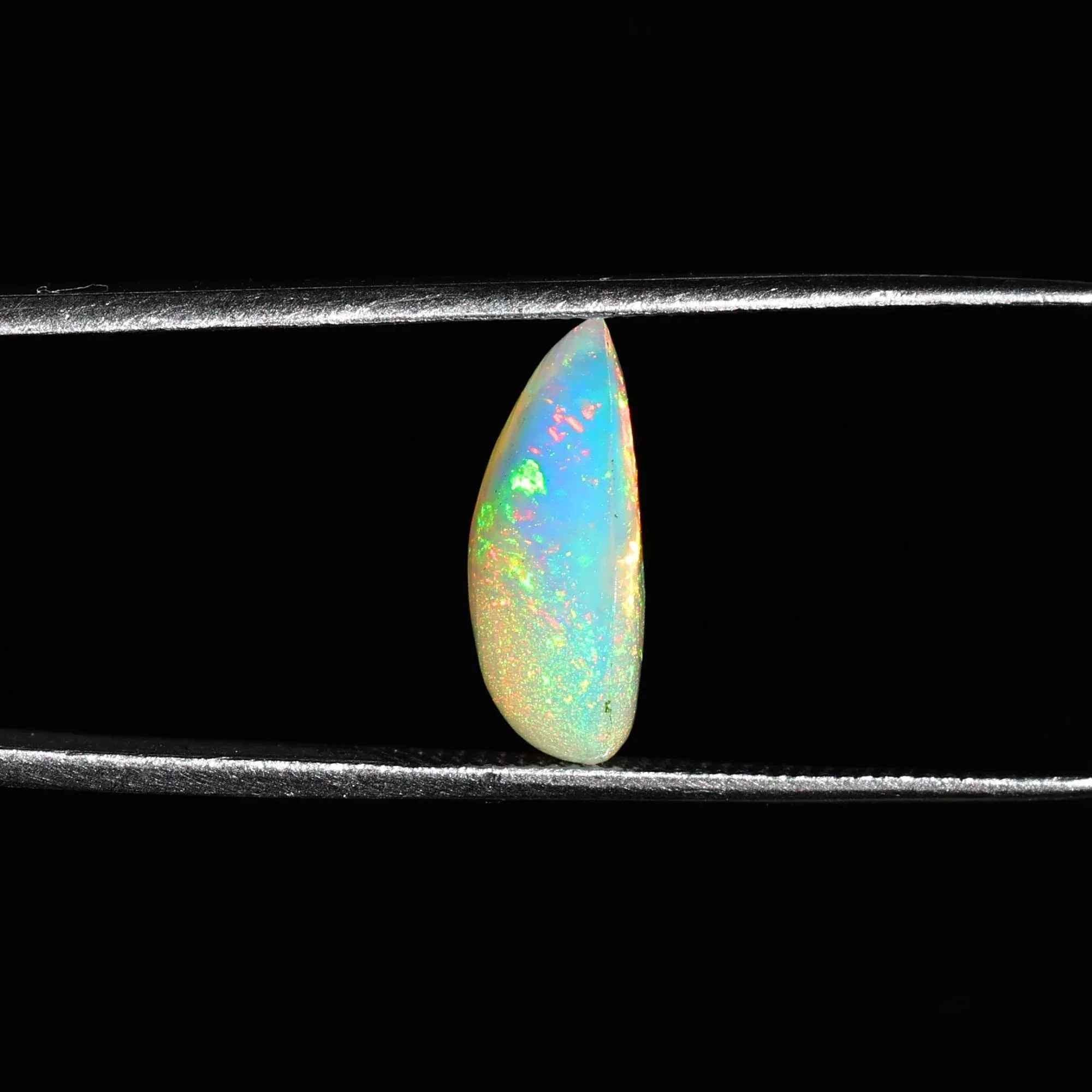 Ethiopian Fire Opal Cabochon: White Pear-Cut Loose Gemstone, 2.80 Carat loose gemstones