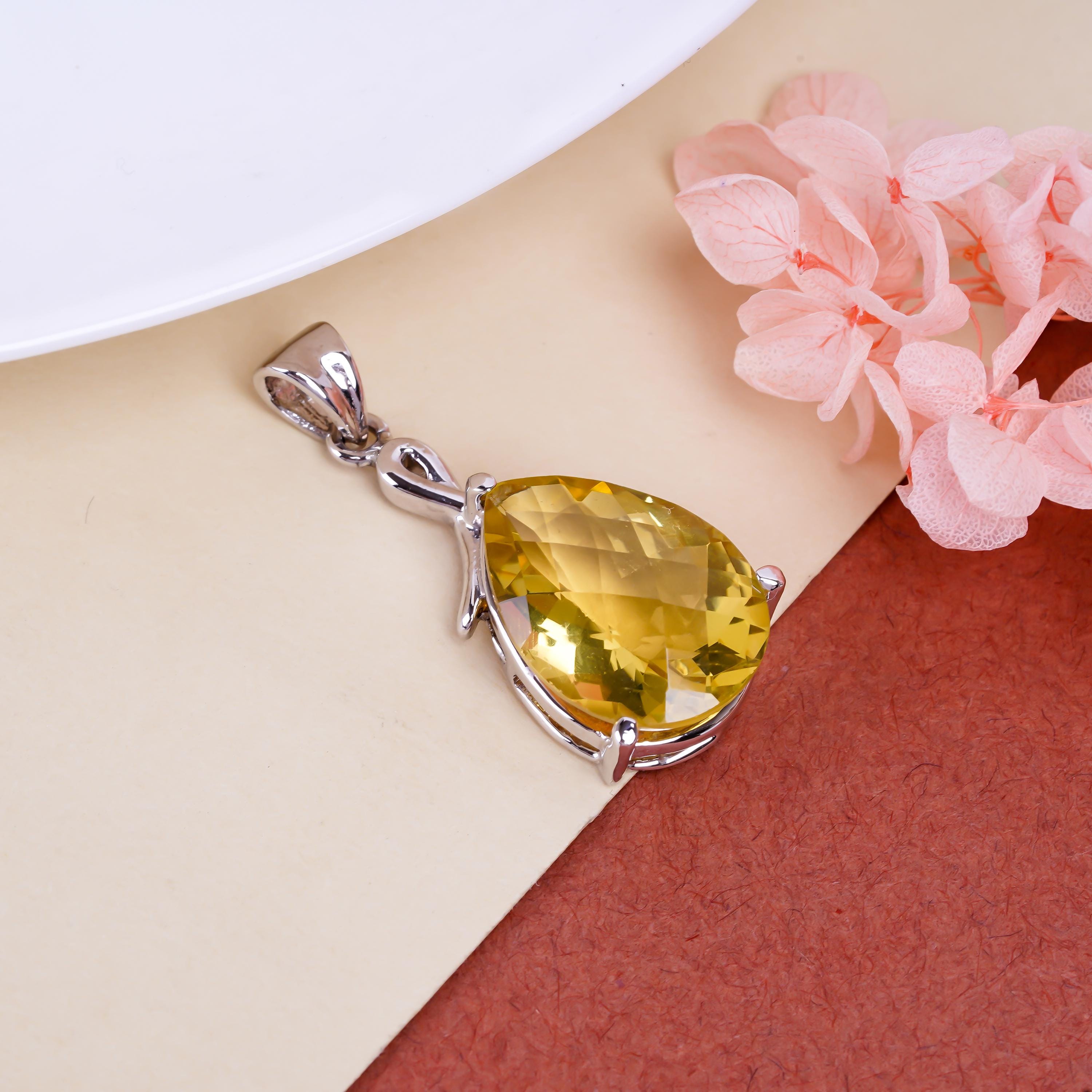 Prasiolite Pear Pendant: Sterling Silver Bohemian Jewelry, 14x21mm