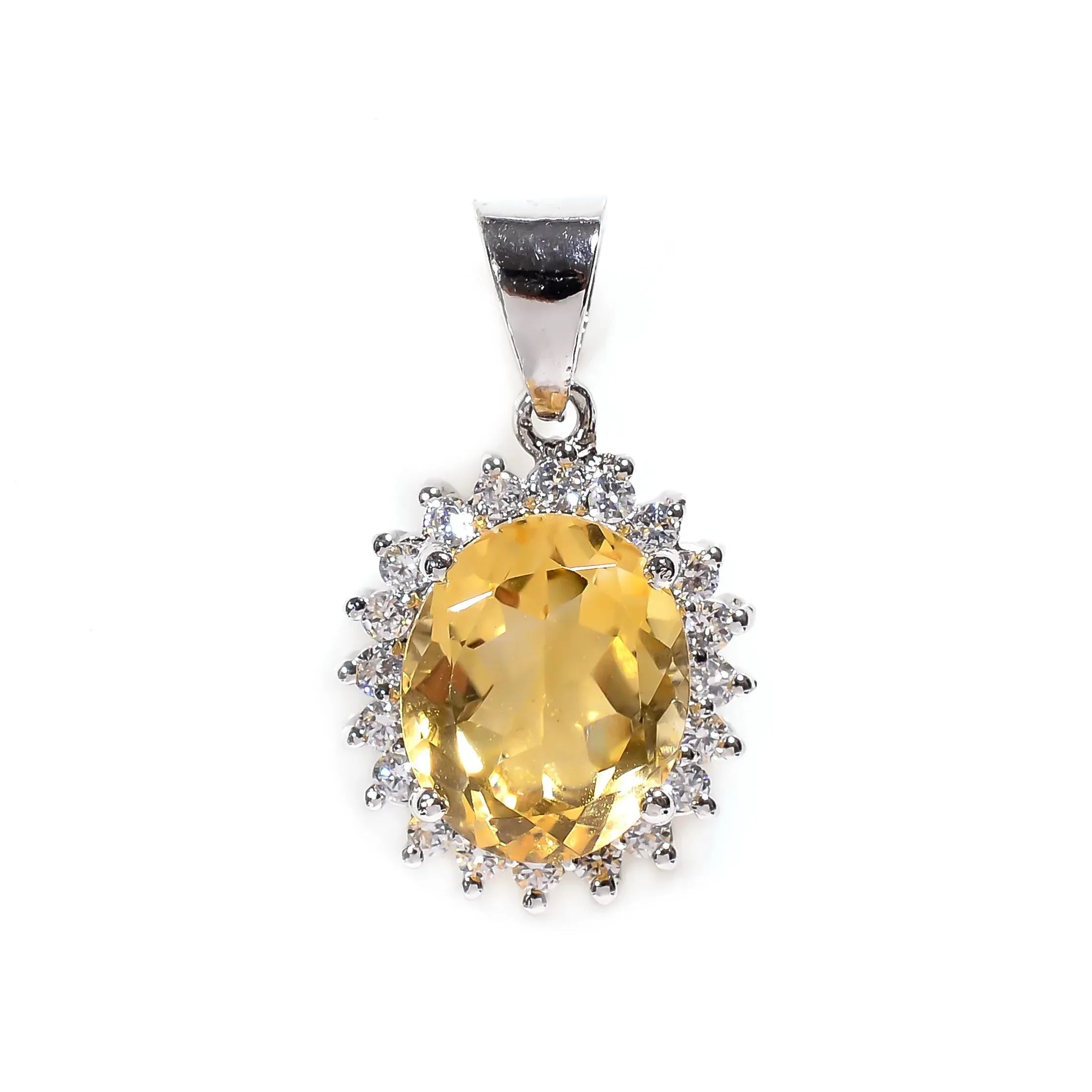 Handmade Citrine Pendant: 925 Sterling Silver Oval Gemstone