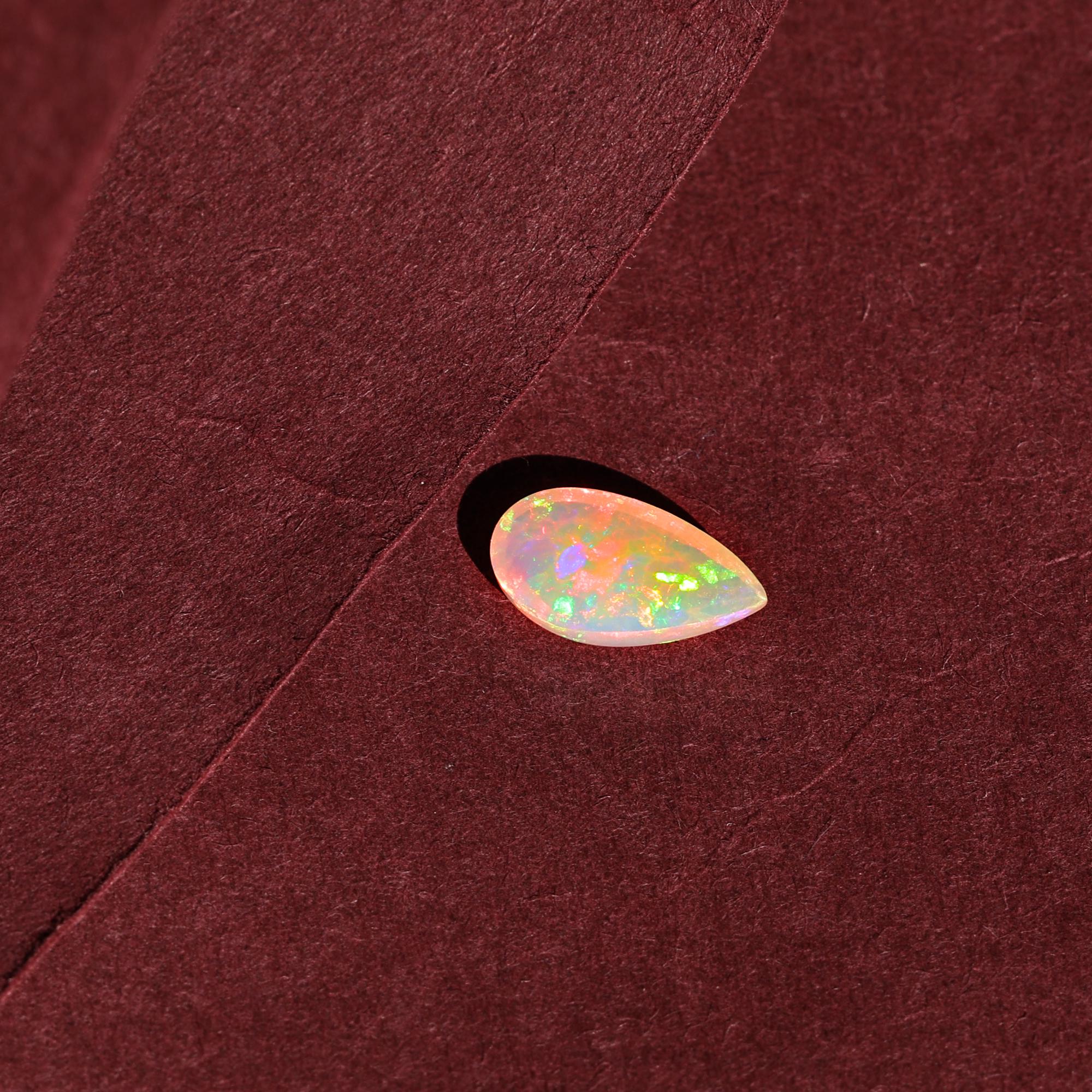 1.40 Carat Ethiopian Fire Opal Cabochon: White Gemstone for Jewelry