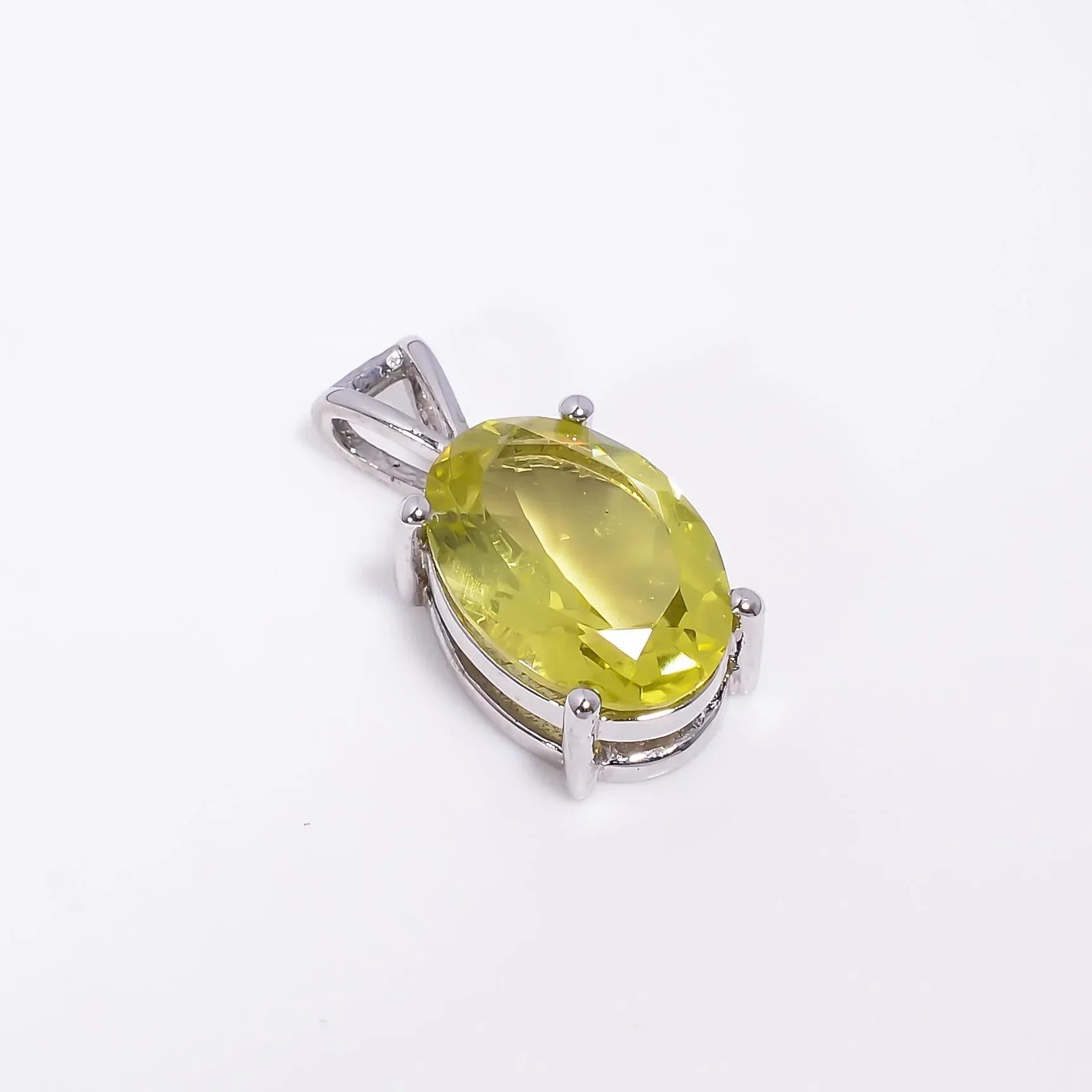 Handmade Lemon Quartz Pendant: 925 Sterling Silver Boho Jewelry