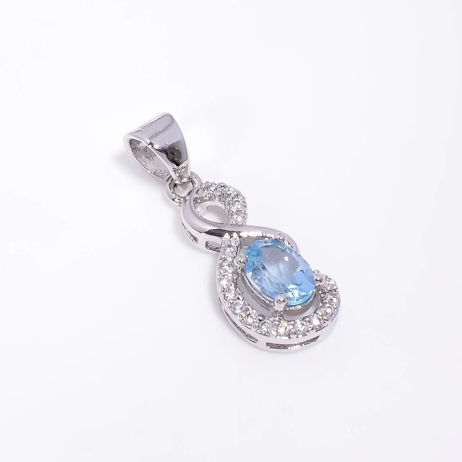 Beautiful Natural 6x8mm Oval Sky Blue Topaz Pendant, Authentic Gemstone 925 Sterling Silver, Unique Blue Pendant, Anniversary Gift for Love