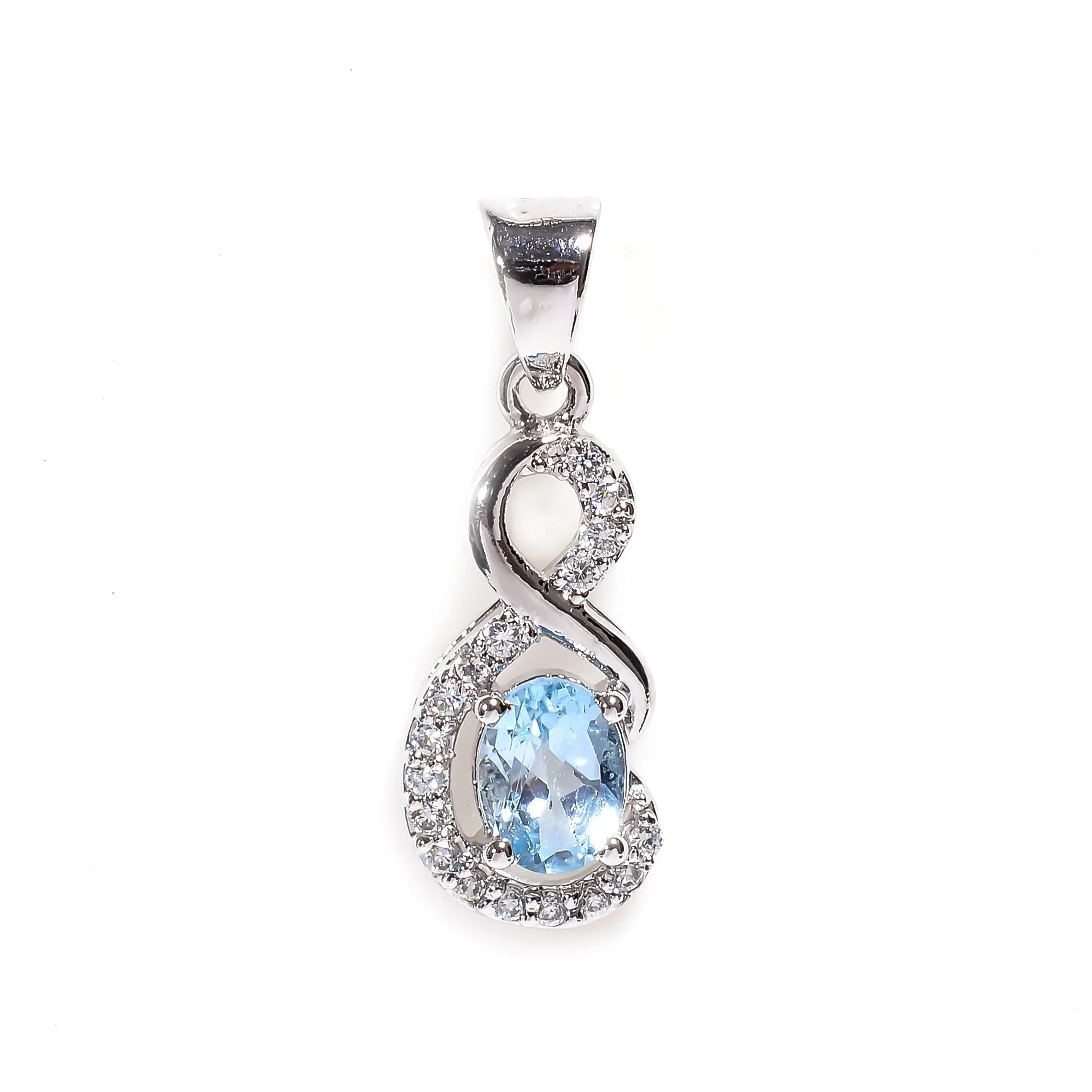 Beautiful Natural 6x8mm Oval Sky Blue Topaz Pendant, Authentic Gemstone 925 Sterling Silver, Unique Blue Pendant, Anniversary Gift for Love