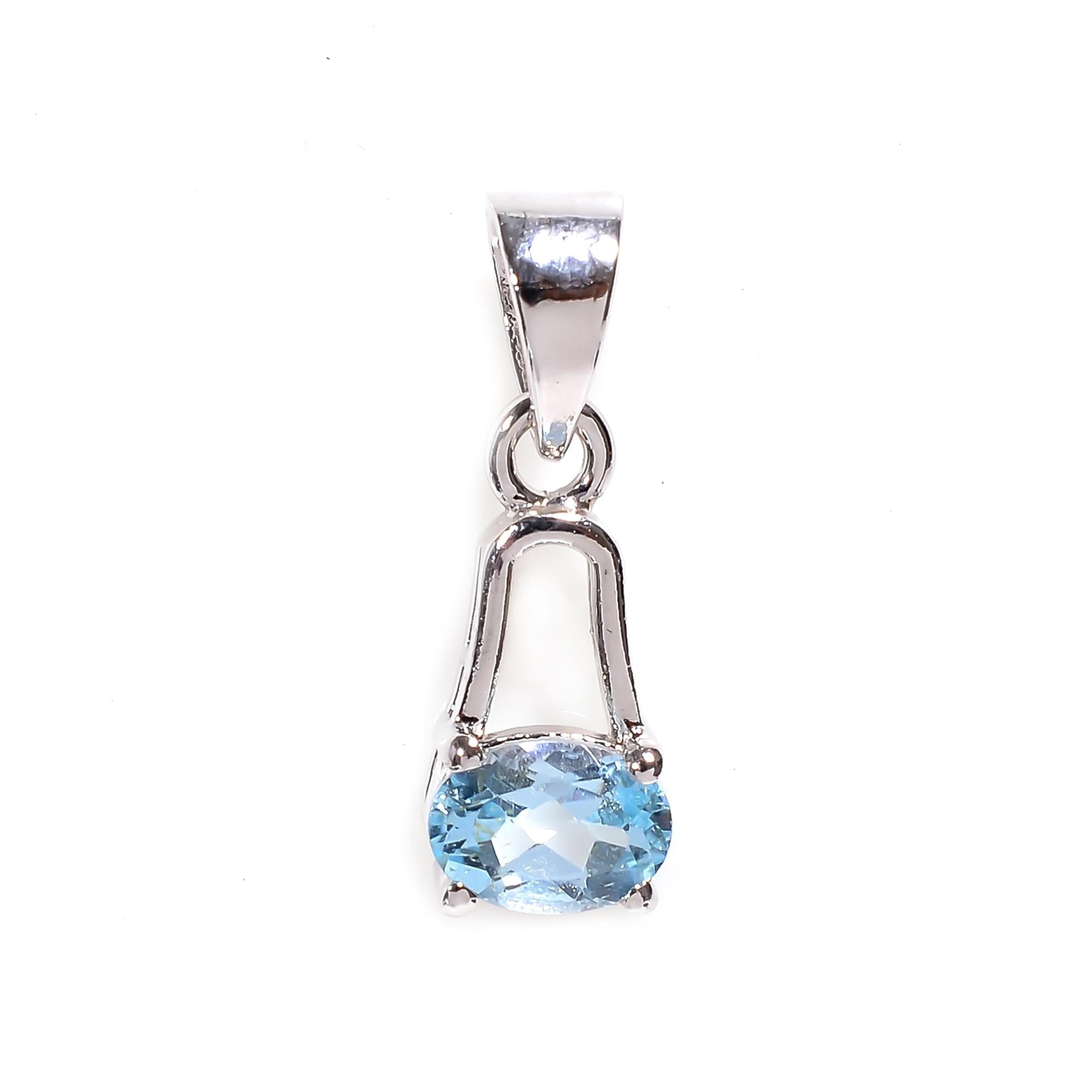 Sterling Silver Sky Blue Topaz Pendant: December Birthstone Jewelry