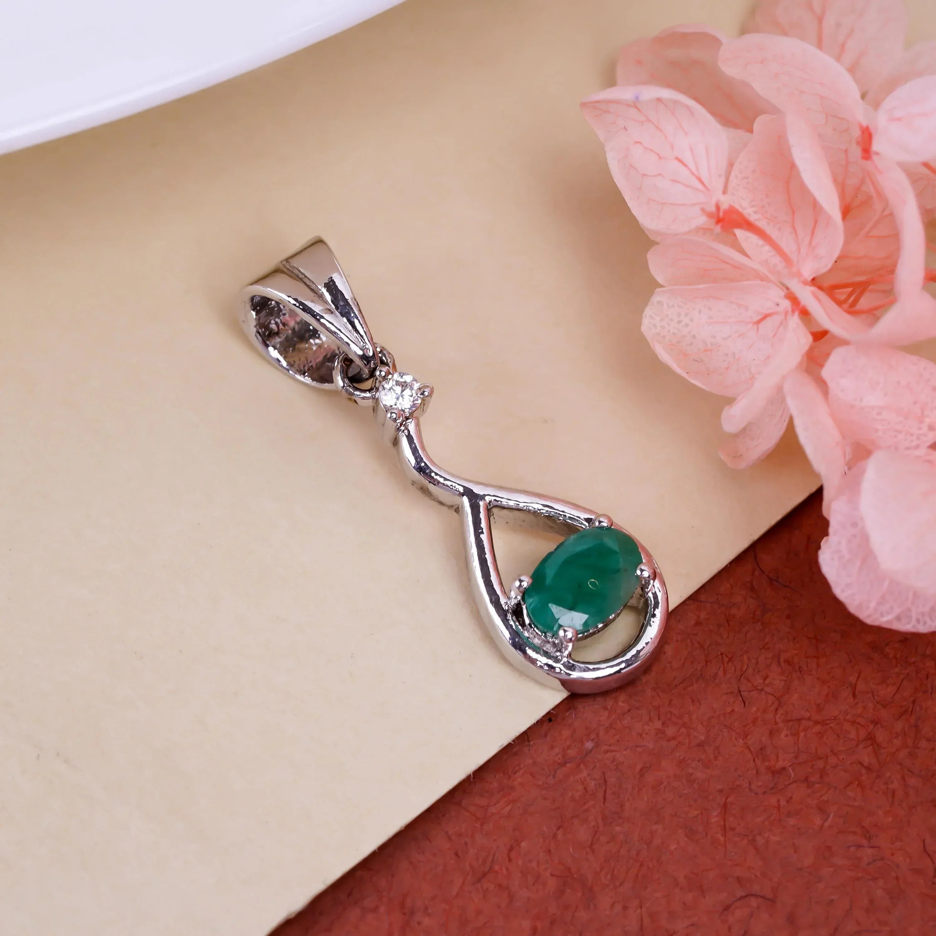 Handmade Sterling Silver Emerald, Ruby & Sapphire Pendant