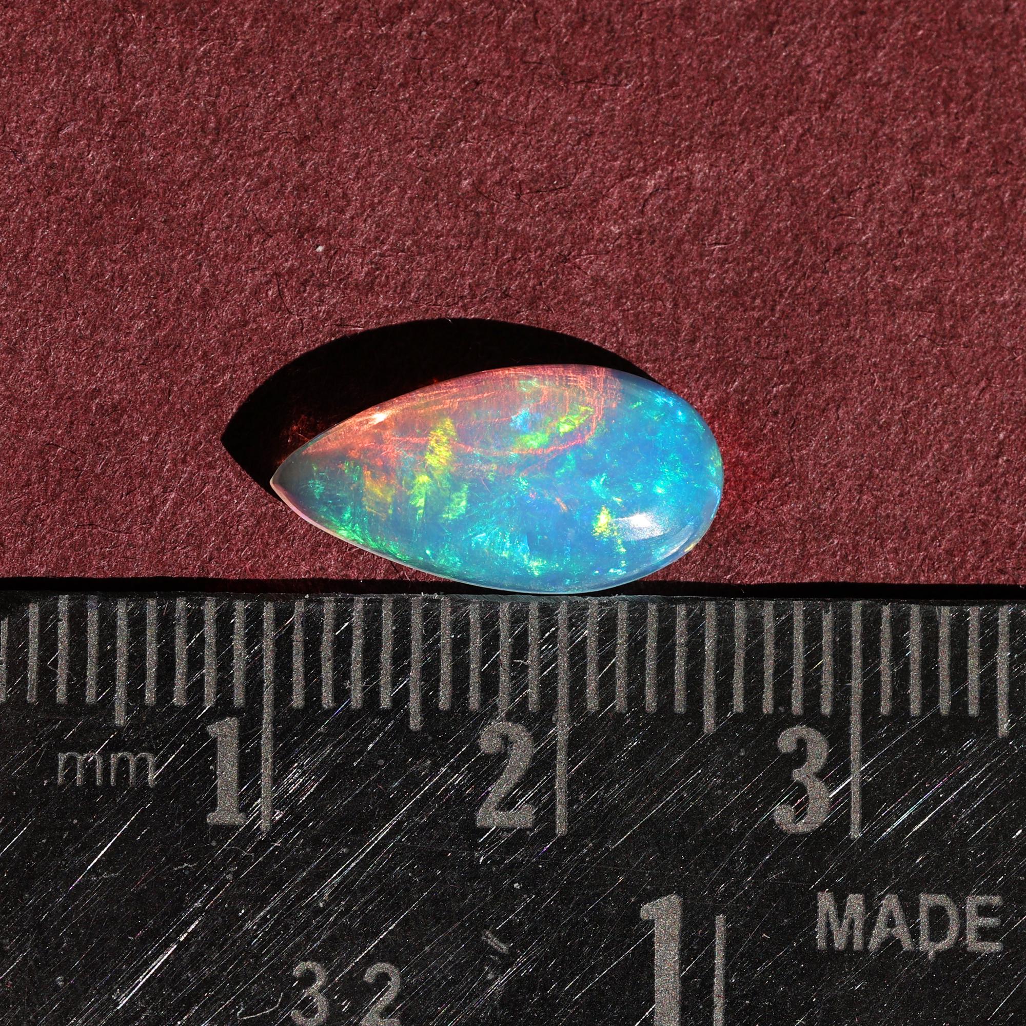 2.20 Carat Ethiopian White Opal Stone: Pear Cabochon Gemstone
