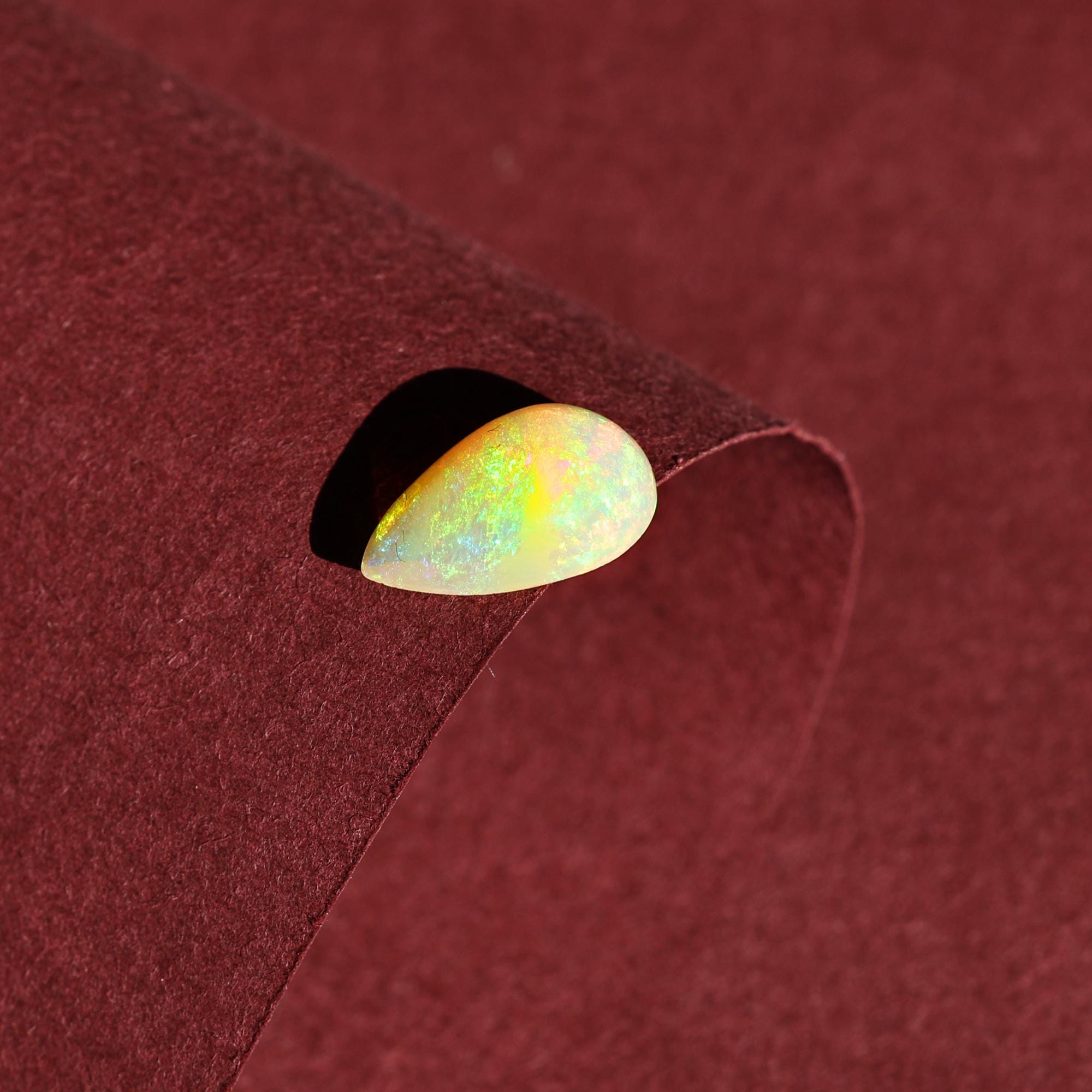 2.53 Carat Pear Shape Ethiopian Fire Opal Cabochon: Ring or Pendant Stone