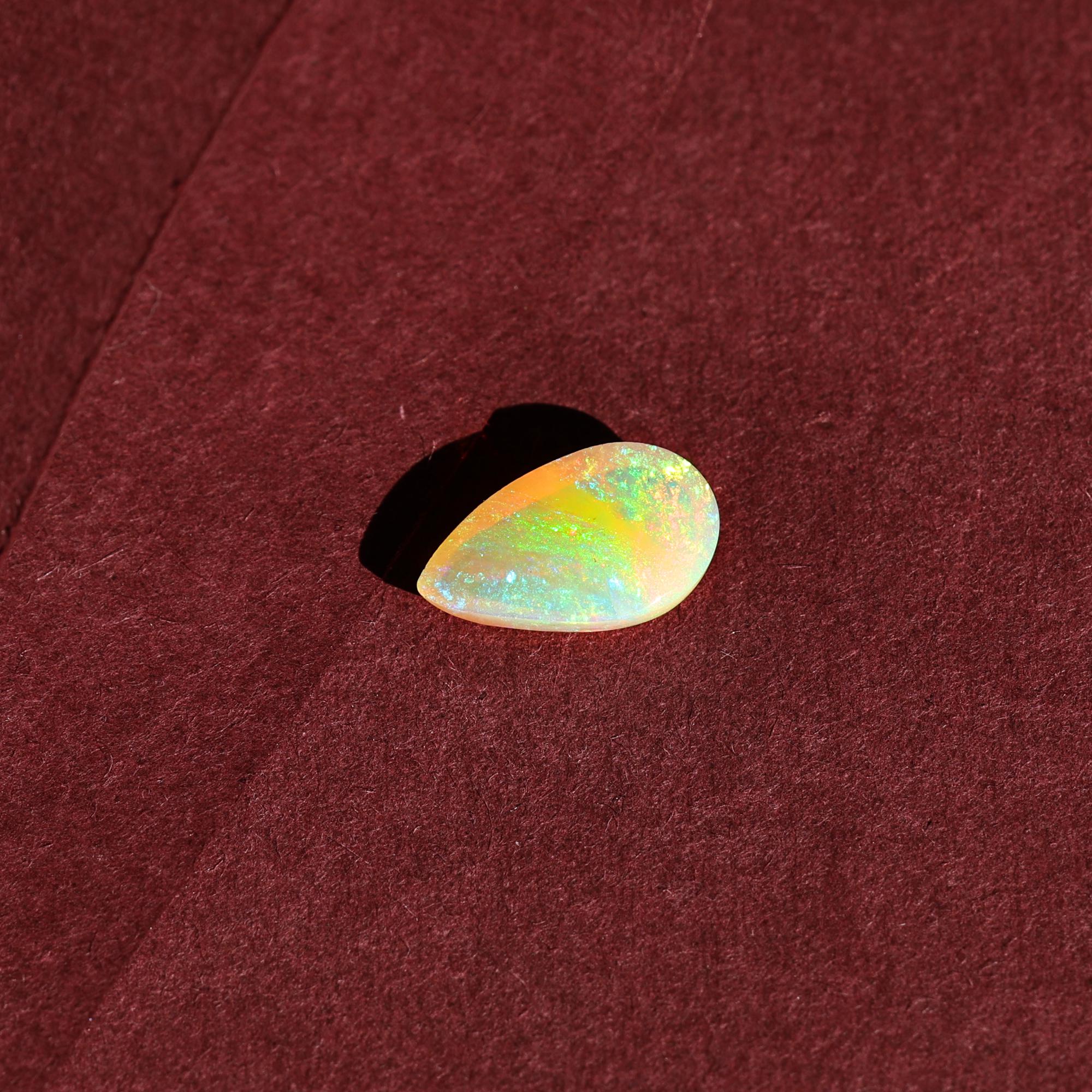 2.53 Carat Pear Shape Ethiopian Fire Opal Cabochon: Ring or Pendant Stone