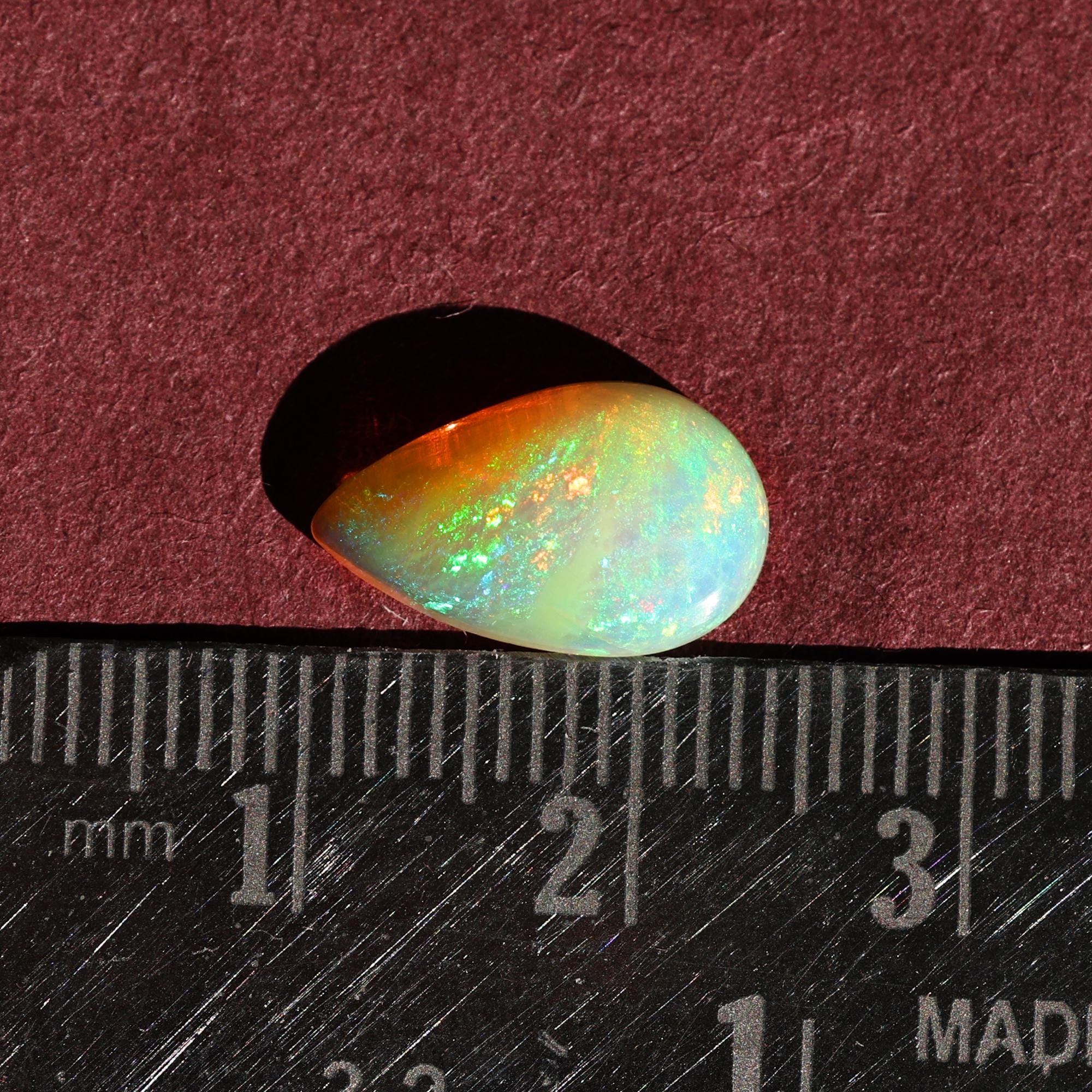 2.53 Carat Pear Shape Ethiopian Fire Opal Cabochon: Ring or Pendant Stone