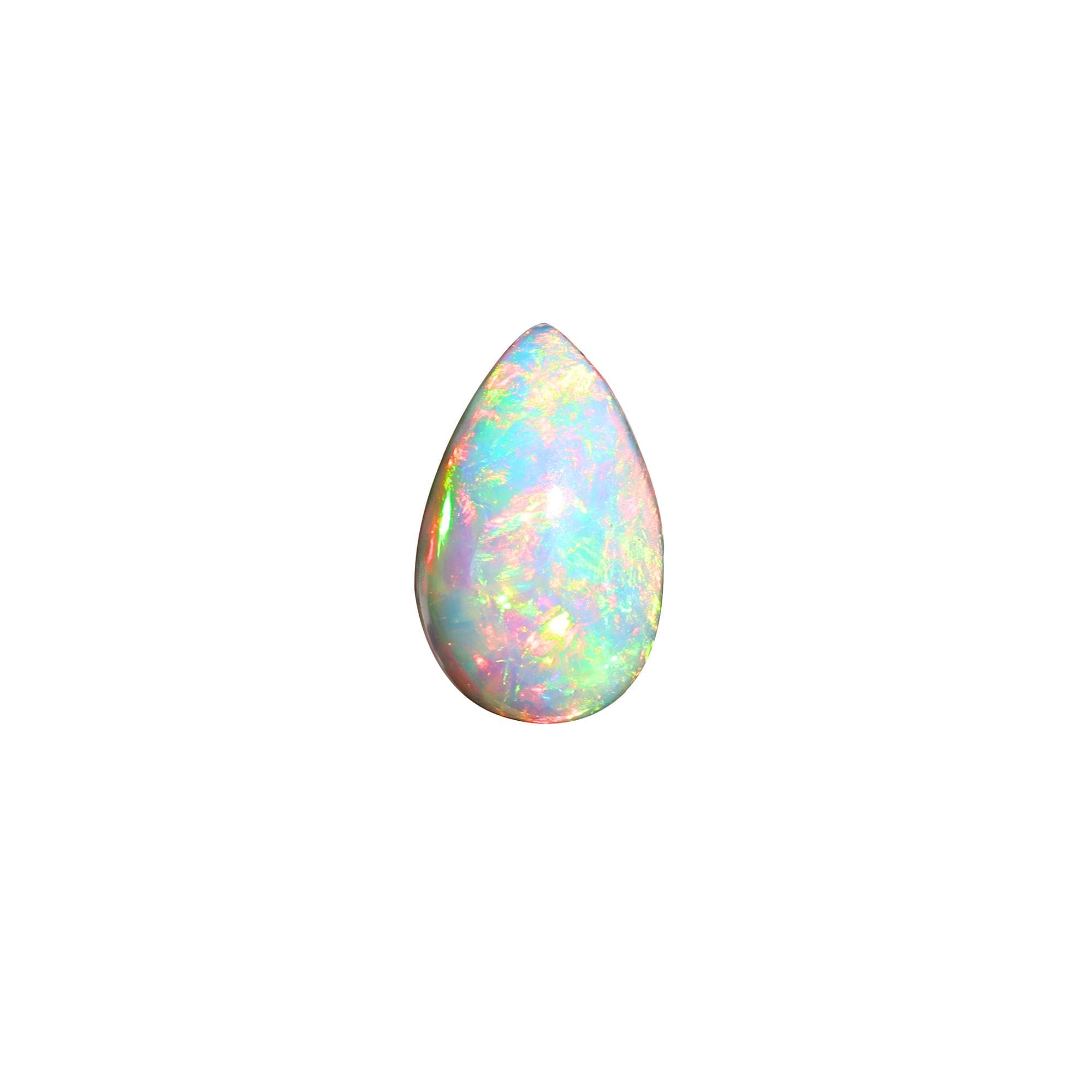 1.75 Carat White Ethiopian Fire Opal Gemstone: Pear Cabochon for Jewelry