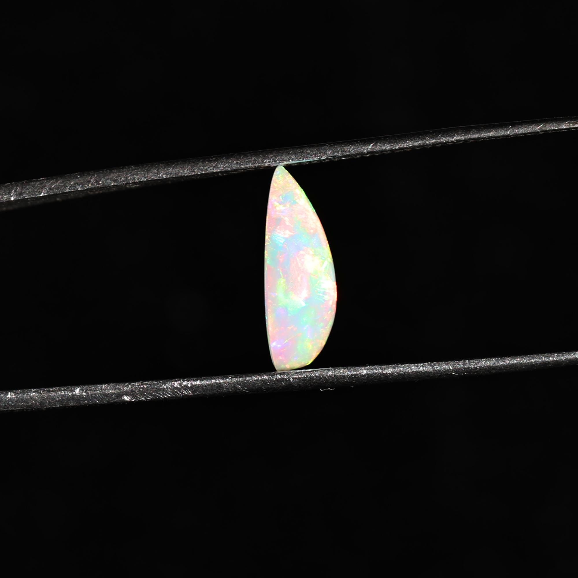 1.75 Carat White Ethiopian Fire Opal Gemstone: Pear Cabochon for Jewelry