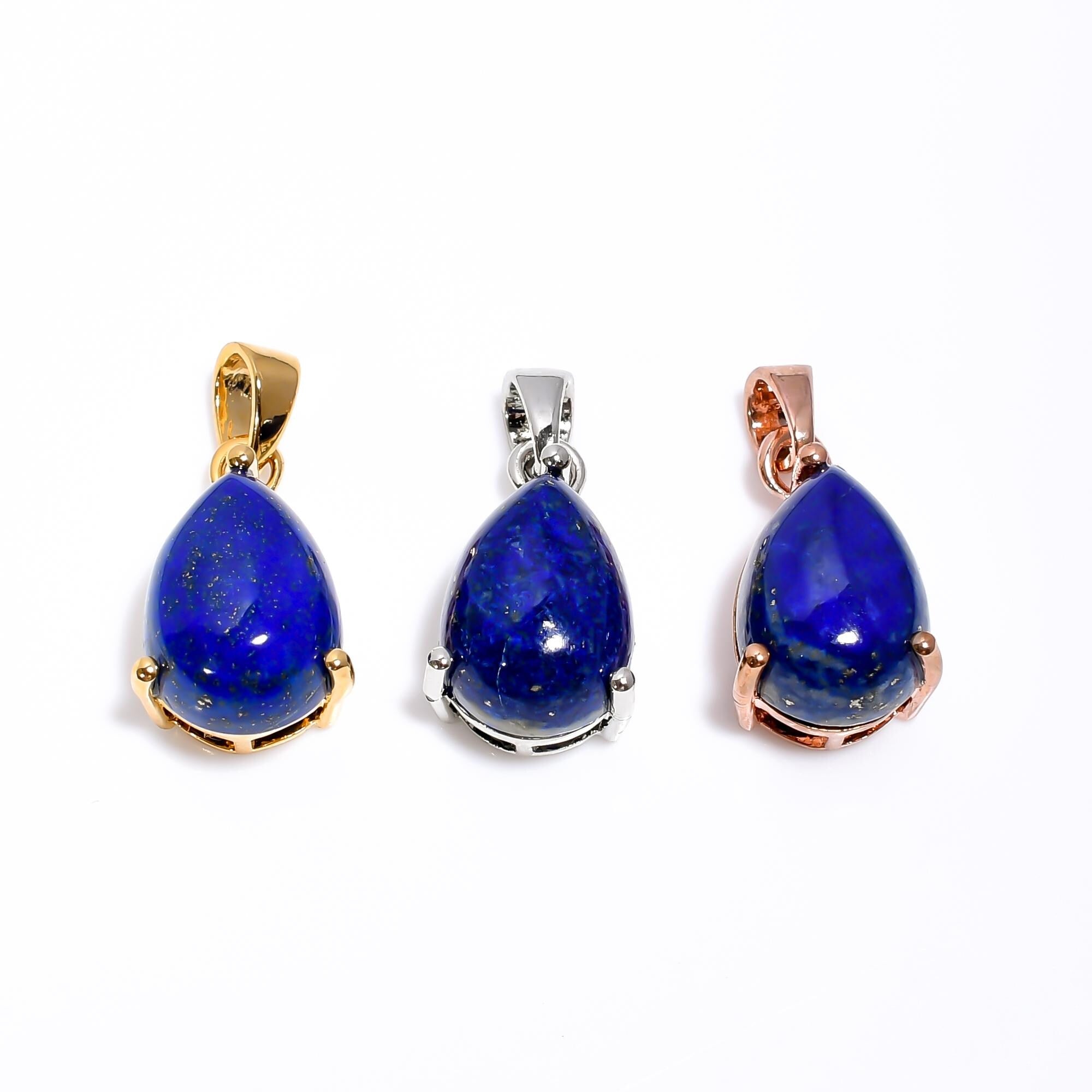 Handmade Pear Lapis Lazuli Pendant: Sterling Silver September Birthstone