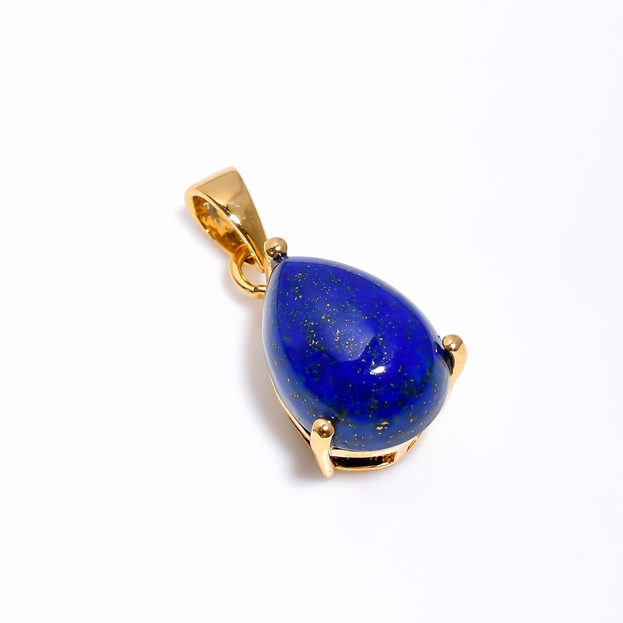 Handmade Pear Lapis Lazuli Pendant: Sterling Silver September Birthstone