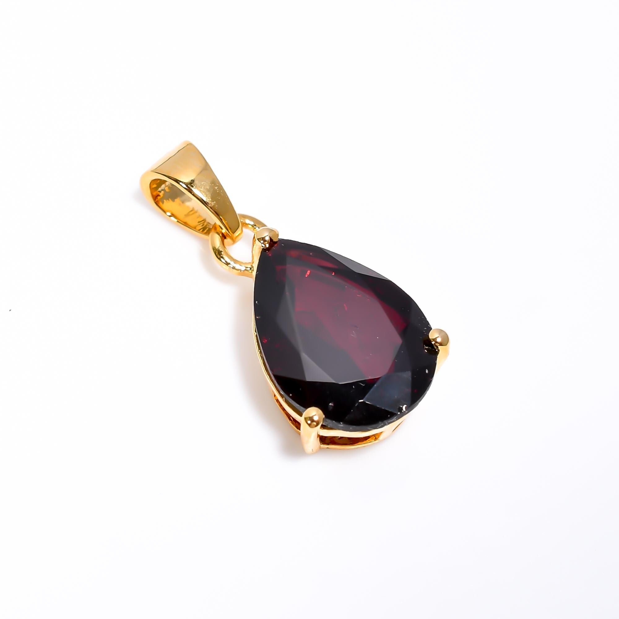 Garnet Teardrop Pendant: 925 Sterling Silver January Birthstone