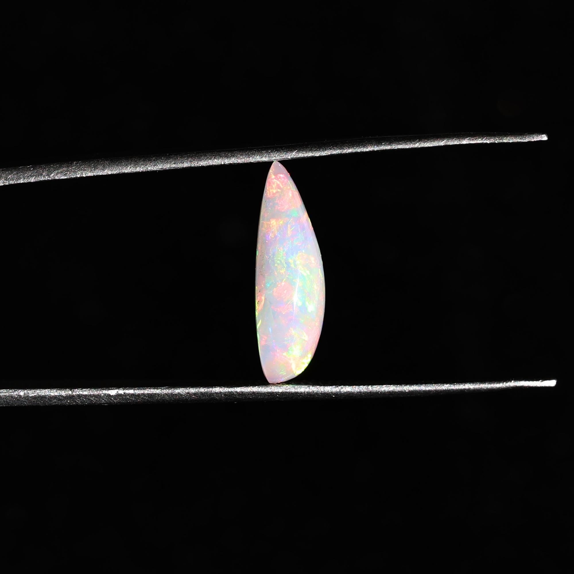 White Ethiopian Opal 2.50 Carat Pear Cabochon Gemstone for Fine Jewelry Making