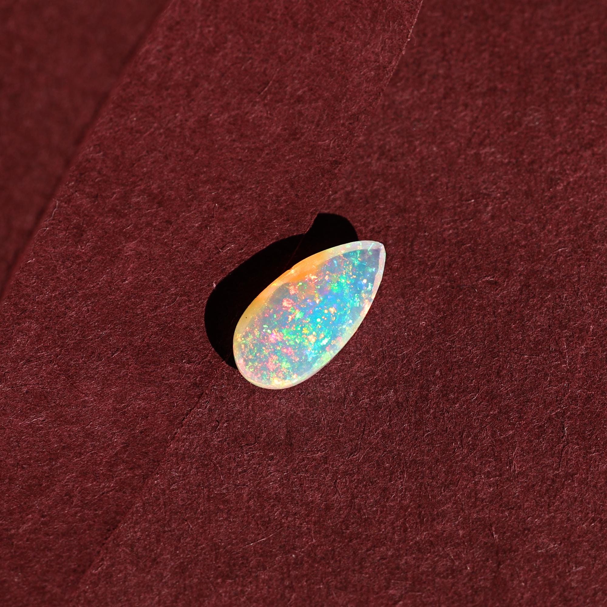 1.70 Carat White Ethiopian Opal Cabochon  Pear Cab Fire Opal Gemstone for Jewelry Making
