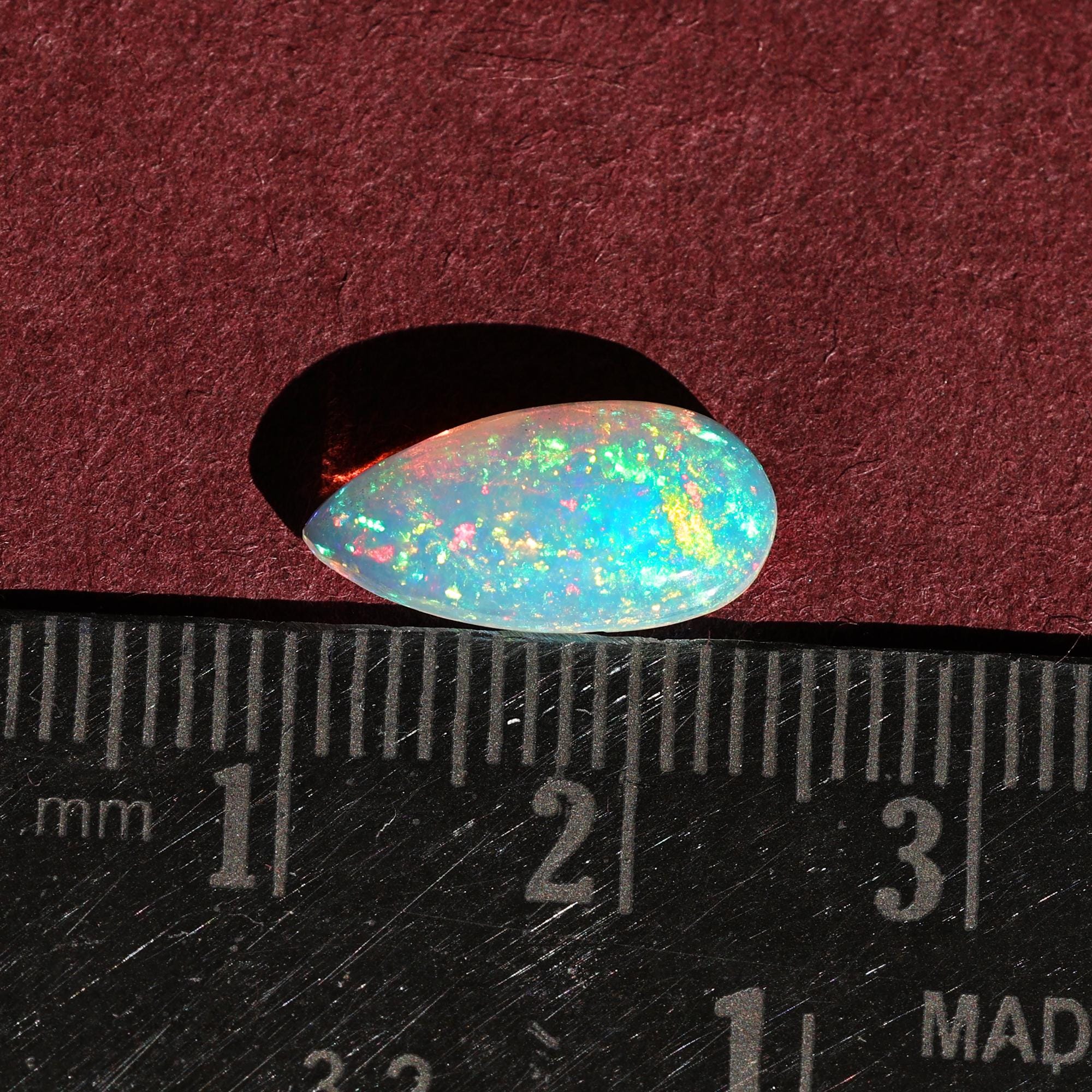 1.70 Carat White Ethiopian Opal Cabochon  Pear Cab Fire Opal Gemstone for Jewelry Making