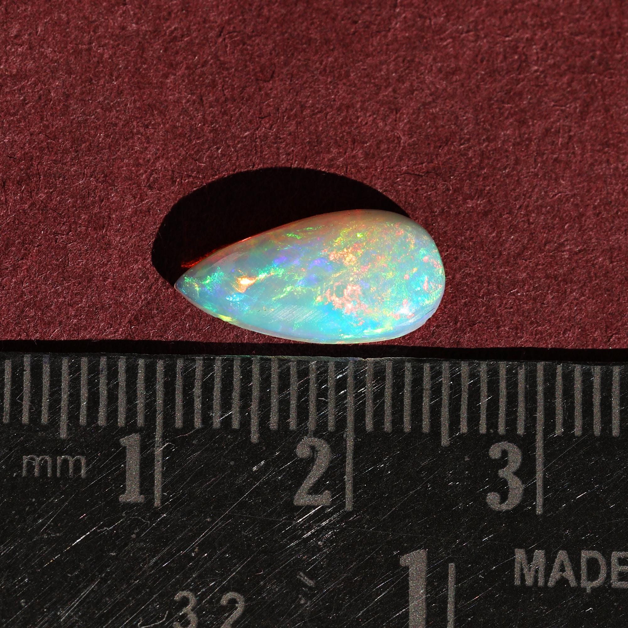 1.60 Ct Ethiopian Fire Opal Gemstone  Natural White Opal Cabochon for Fine Jewelry Making