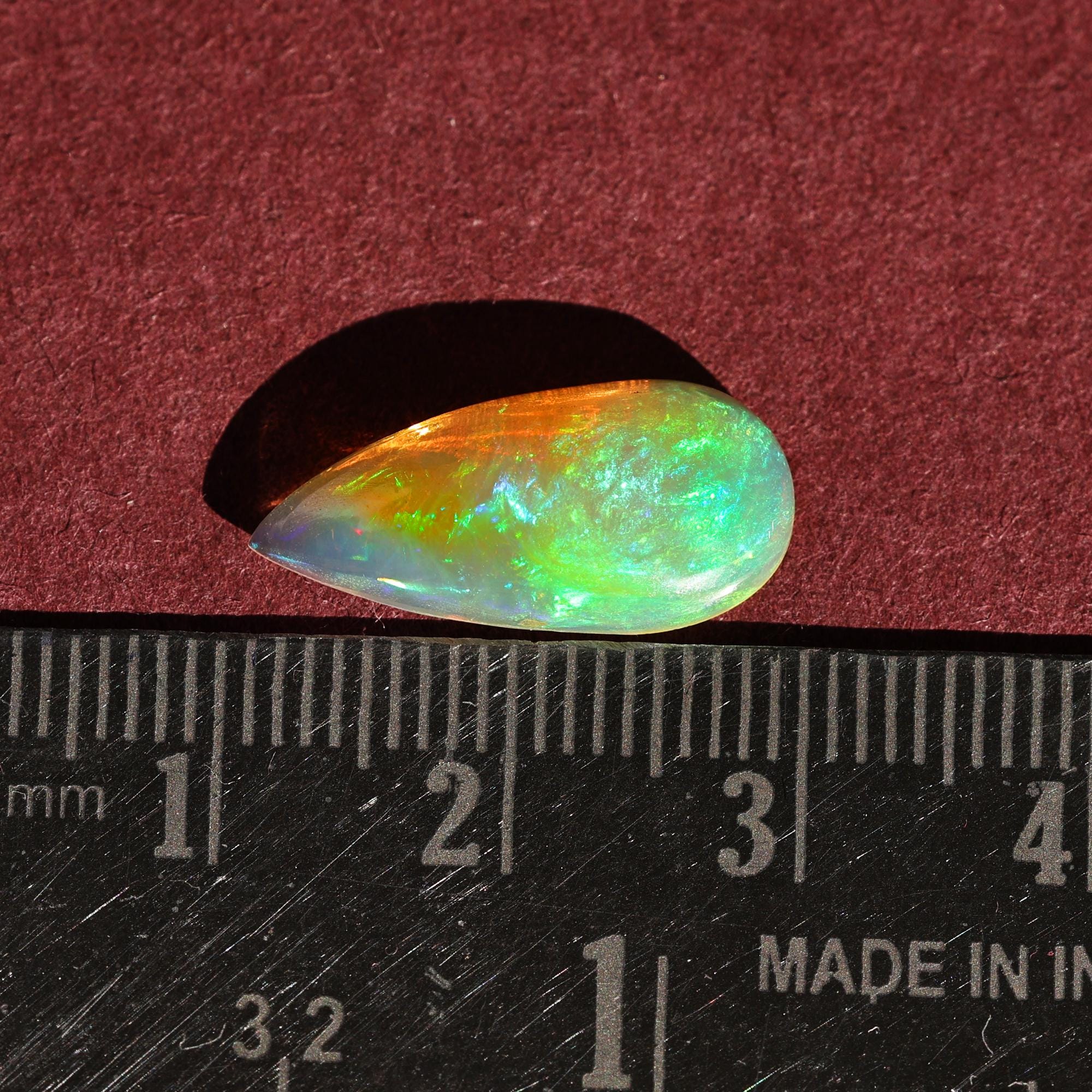 3.30 Carat Genuine White Ethiopian Opal Cabochon Rainbow Opal for Jewelry Making