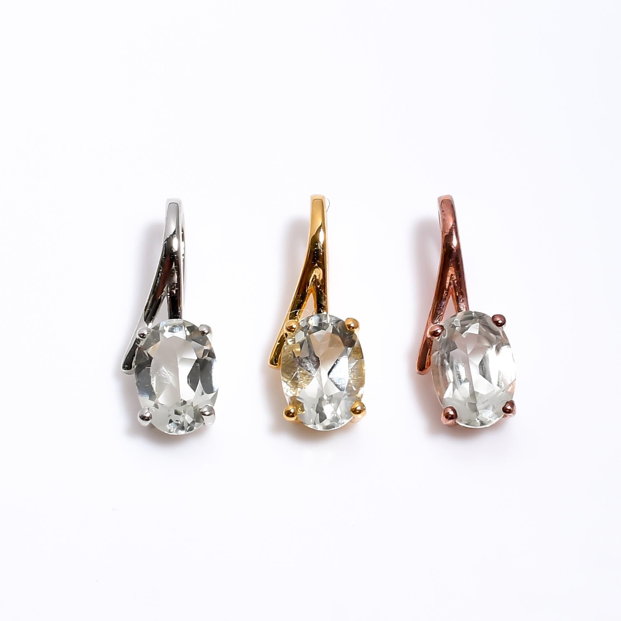 Green Amethyst Pendant: Handmade 925 Sterling Silver Oval Gemstone