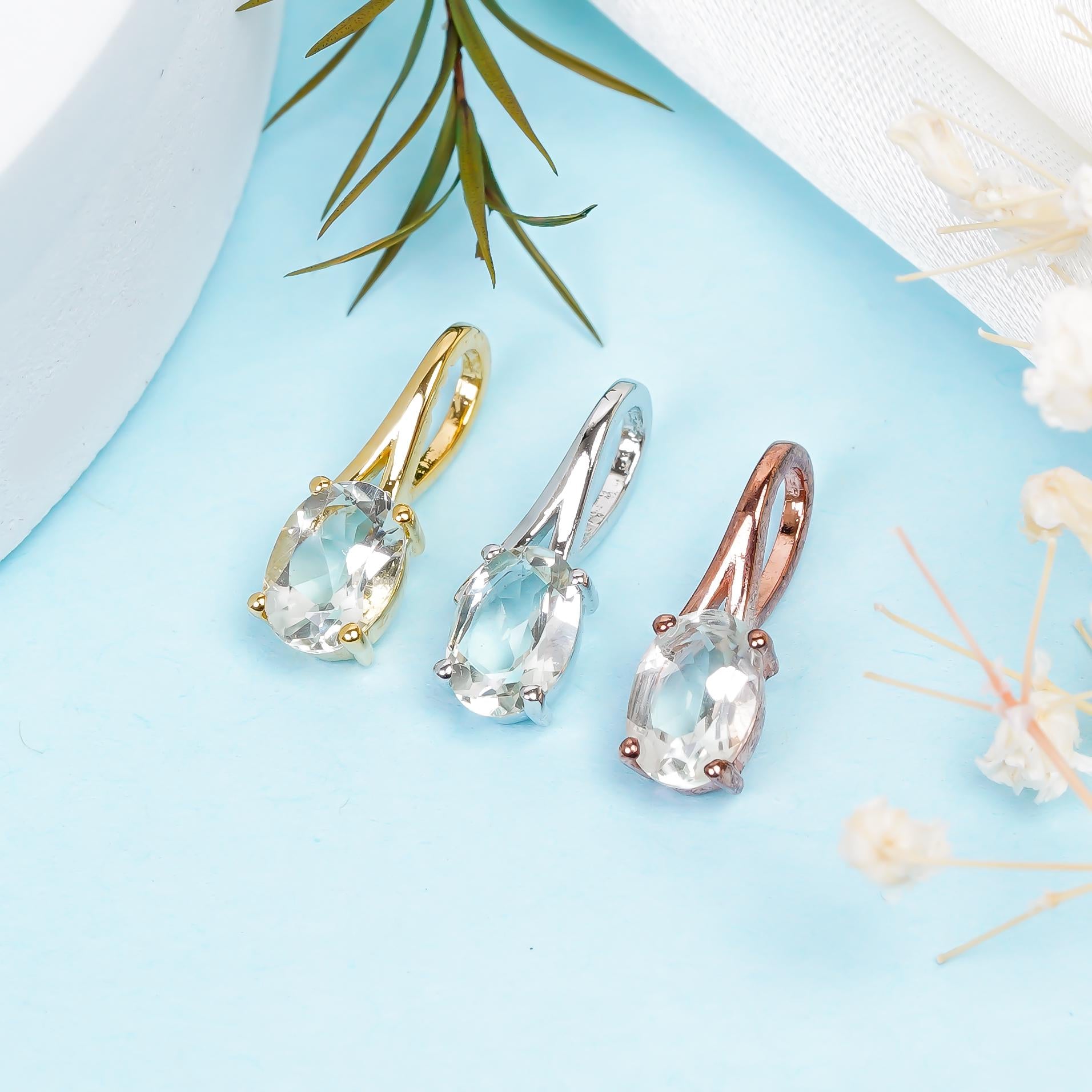 Green Amethyst Pendant: Handmade 925 Sterling Silver Oval Gemstone