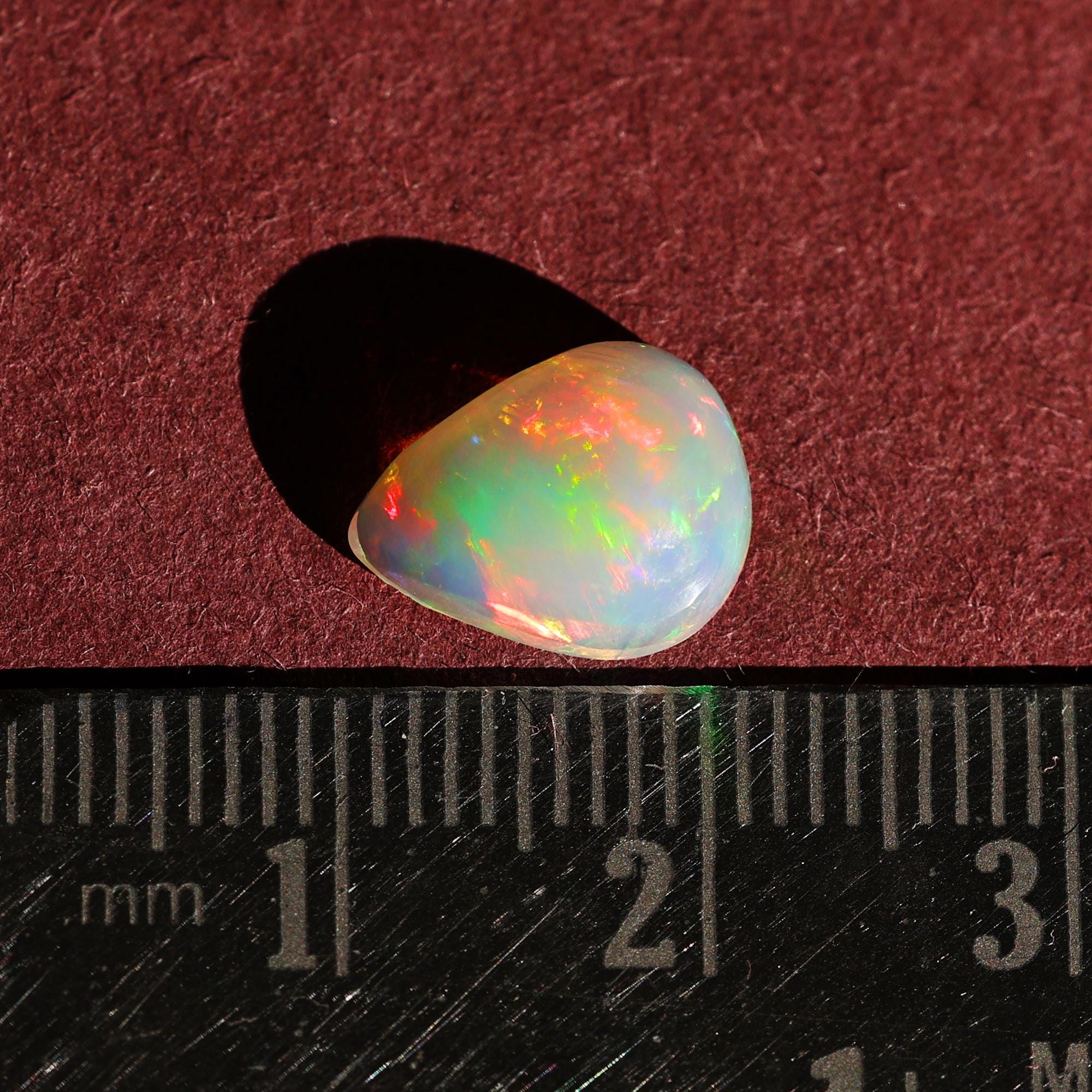 Natural White Ethiopian Fire Opal Cabochon: 2 Carat Gemstone for Jewelry Making