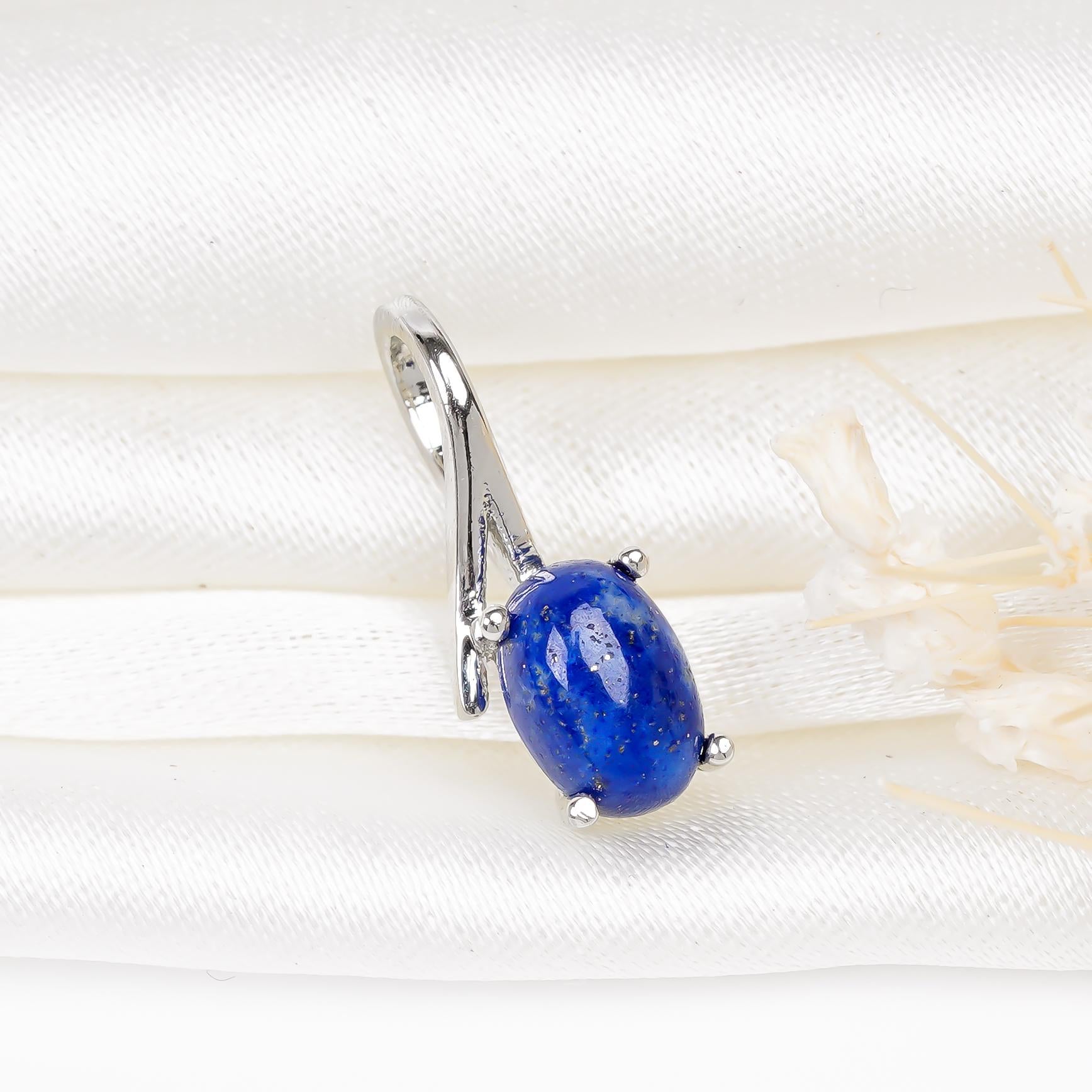 Lapis Lazuli Pendant: 925 Sterling Silver, Yellow Gold Finish