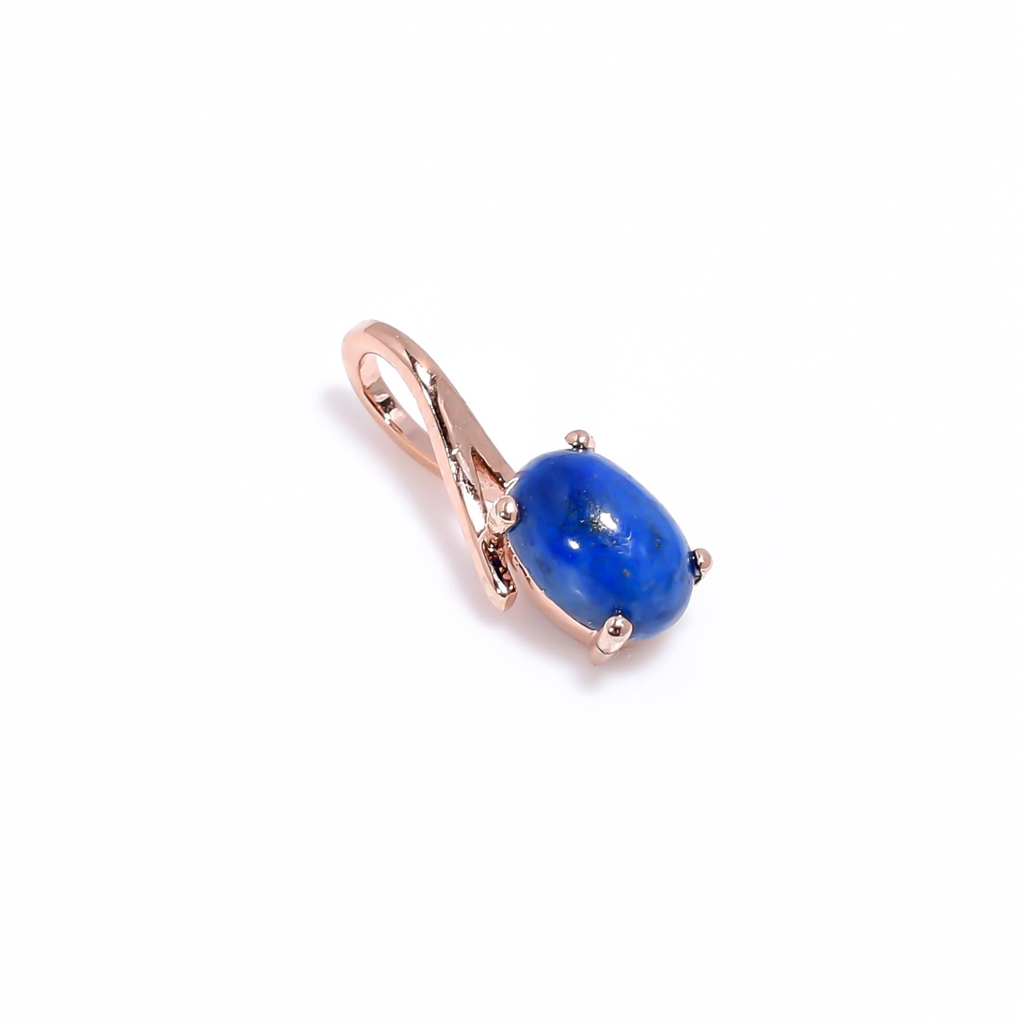 Lapis Lazuli Pendant: 925 Sterling Silver, Yellow Gold Finish