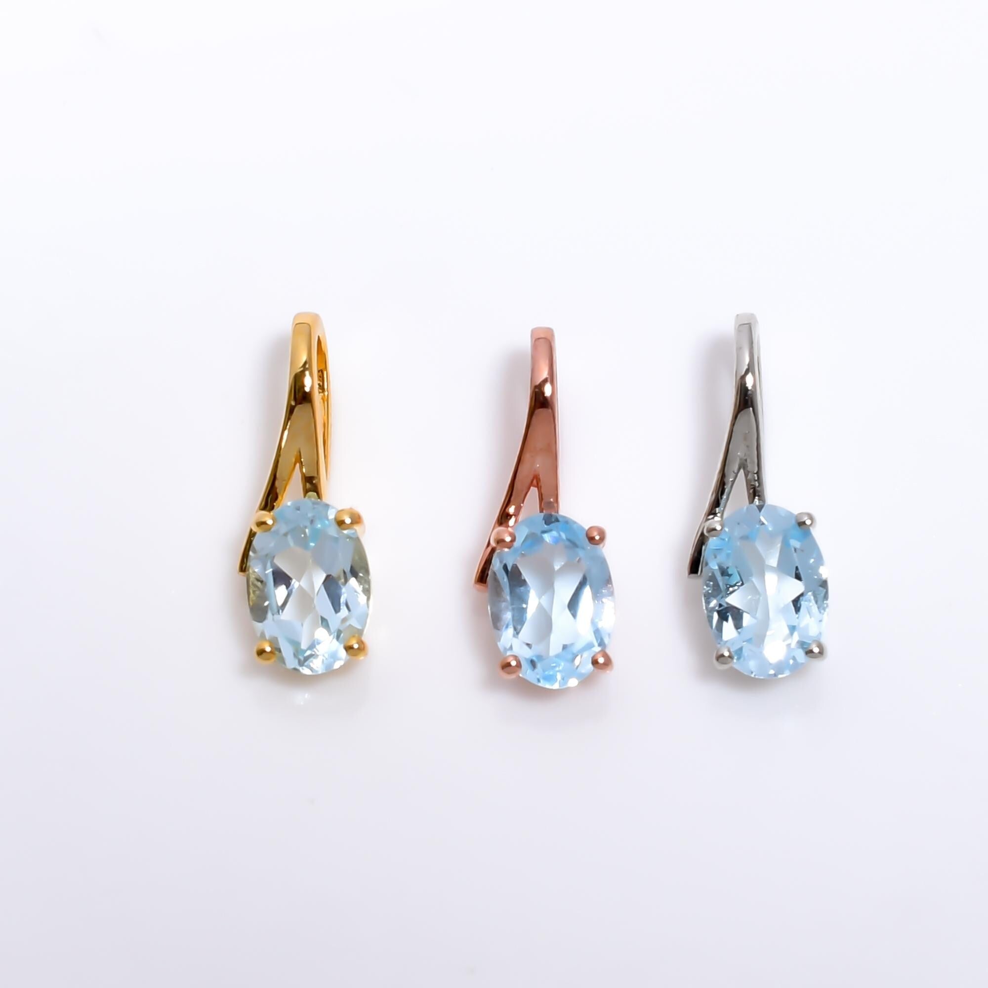 Sky Blue Topaz Pendant: 925 Silver, Vintage Style (5x7mm Oval Gemstone)