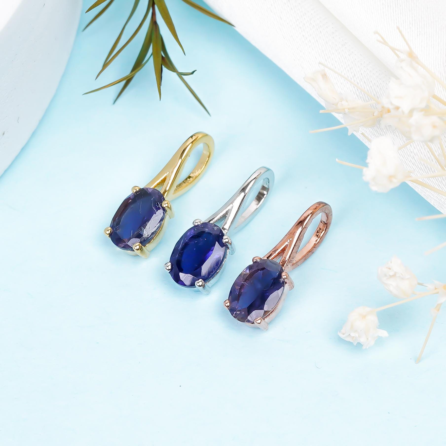 Iolite Pendant: 925 Sterling Silver Handmade Gemstone Jewelry