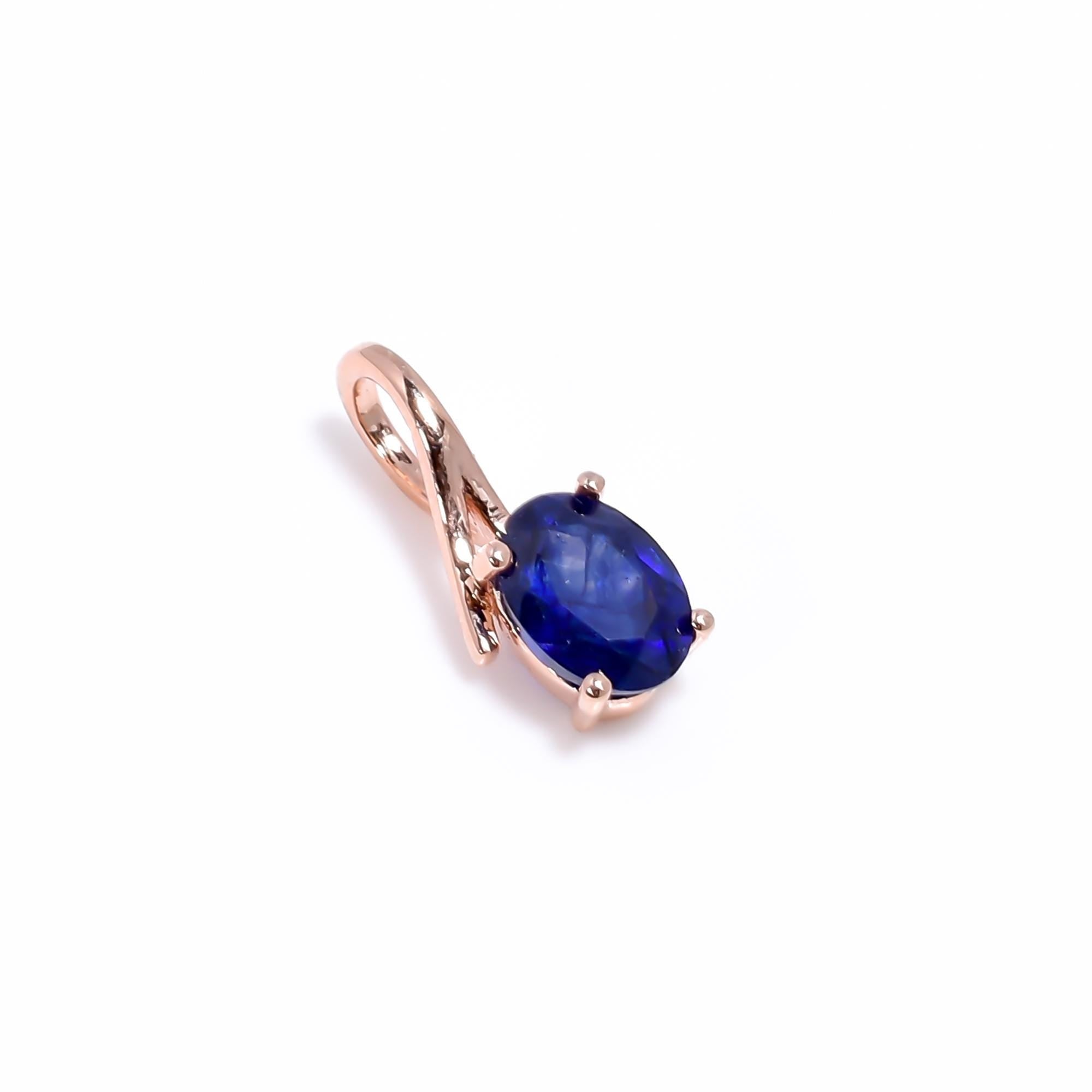 Oval Blue Sapphire Pendant: Handmade Sterling Silver Gemstone Jewelry