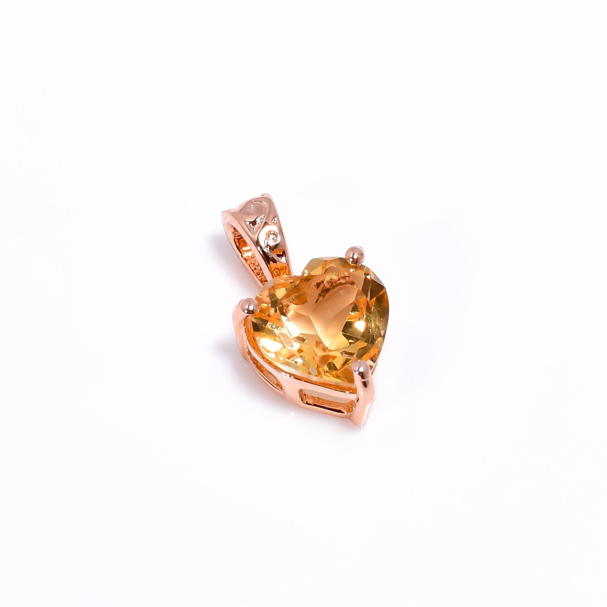 Citrine Heart Pendant: Handmade Sterling Silver Necklace, 8mm Gemstone
