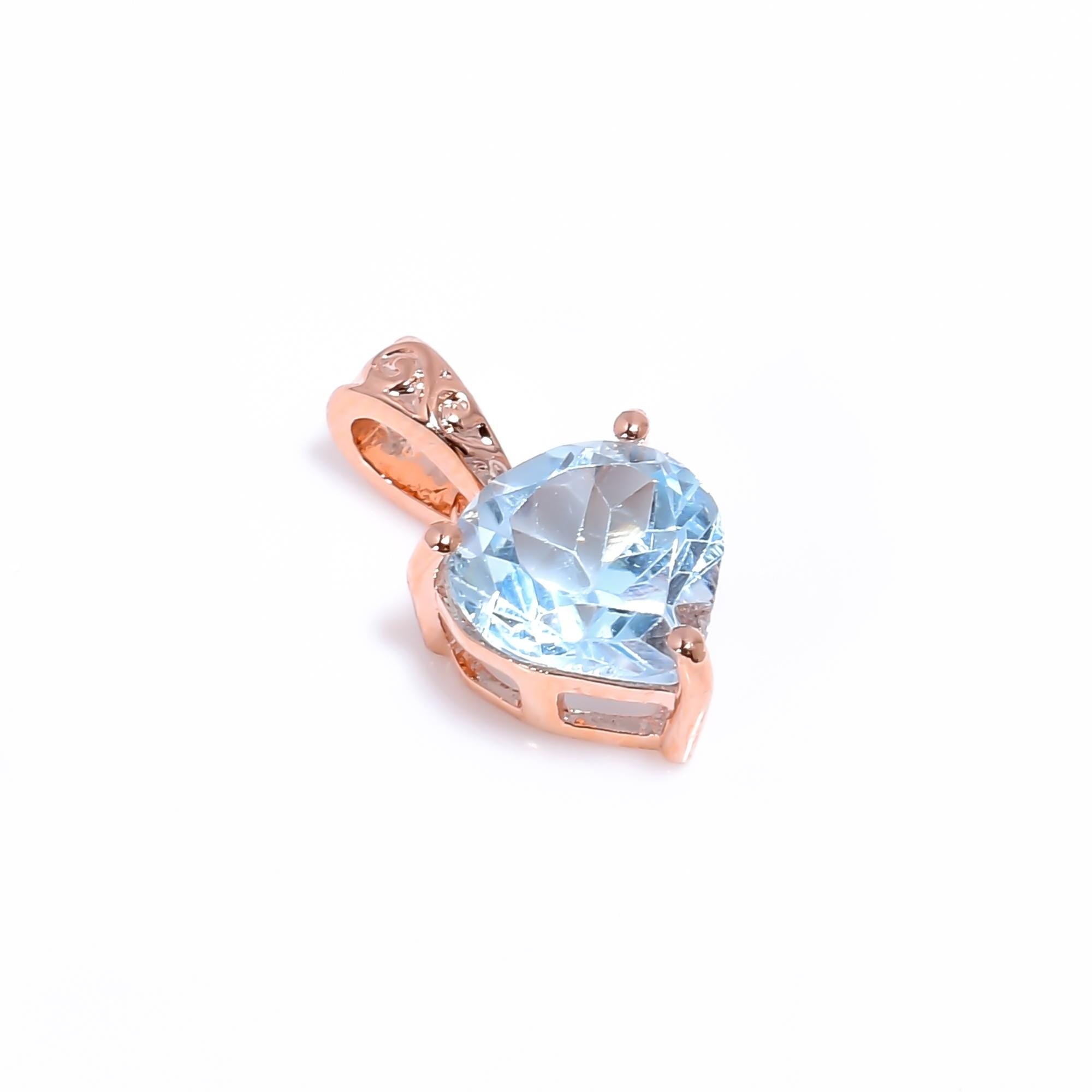 Sky Blue Topaz Heart Pendant: Sterling Silver Gemstone Necklace
