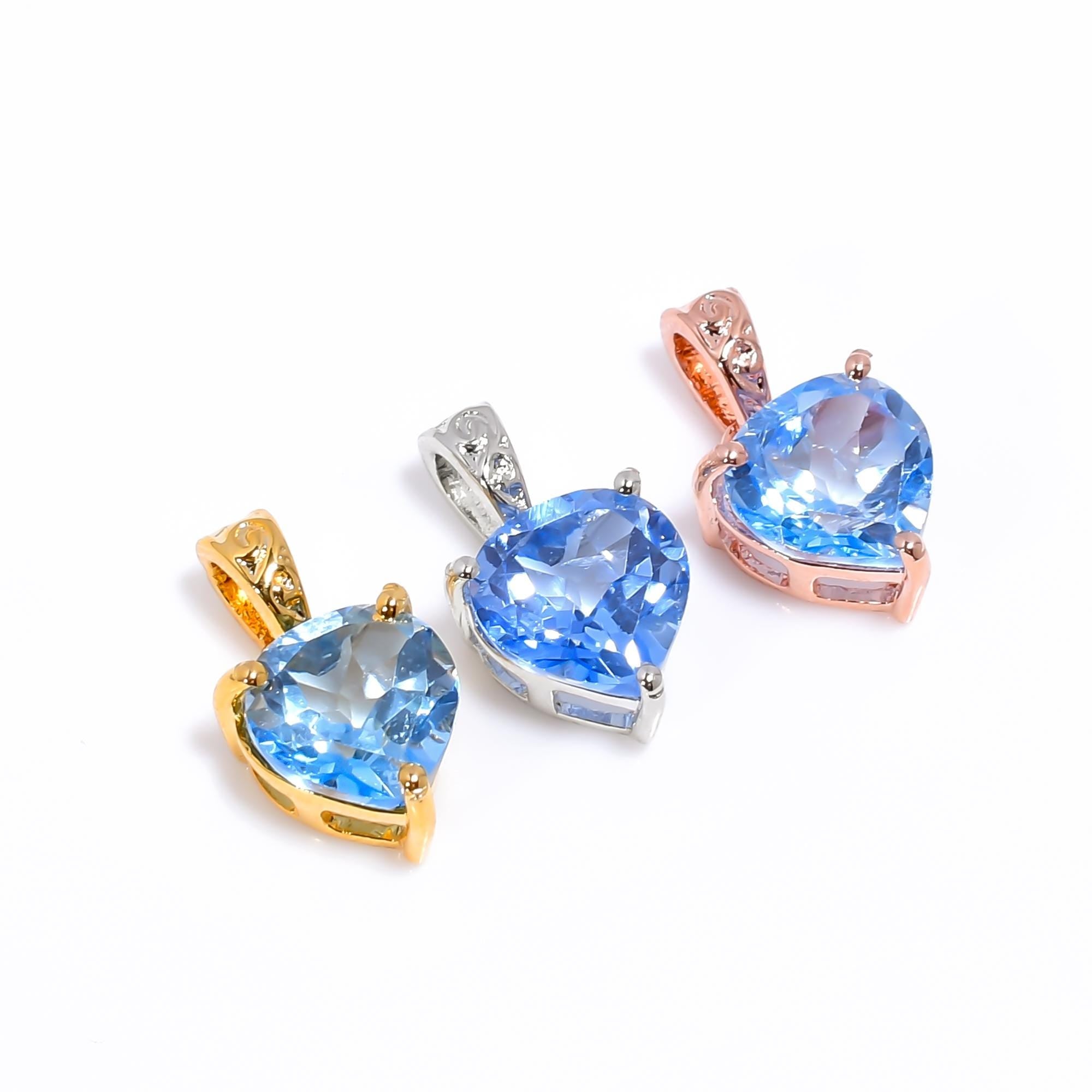 Swiss Blue Topaz Heart Pendant: Sterling Silver Gemstone Necklace