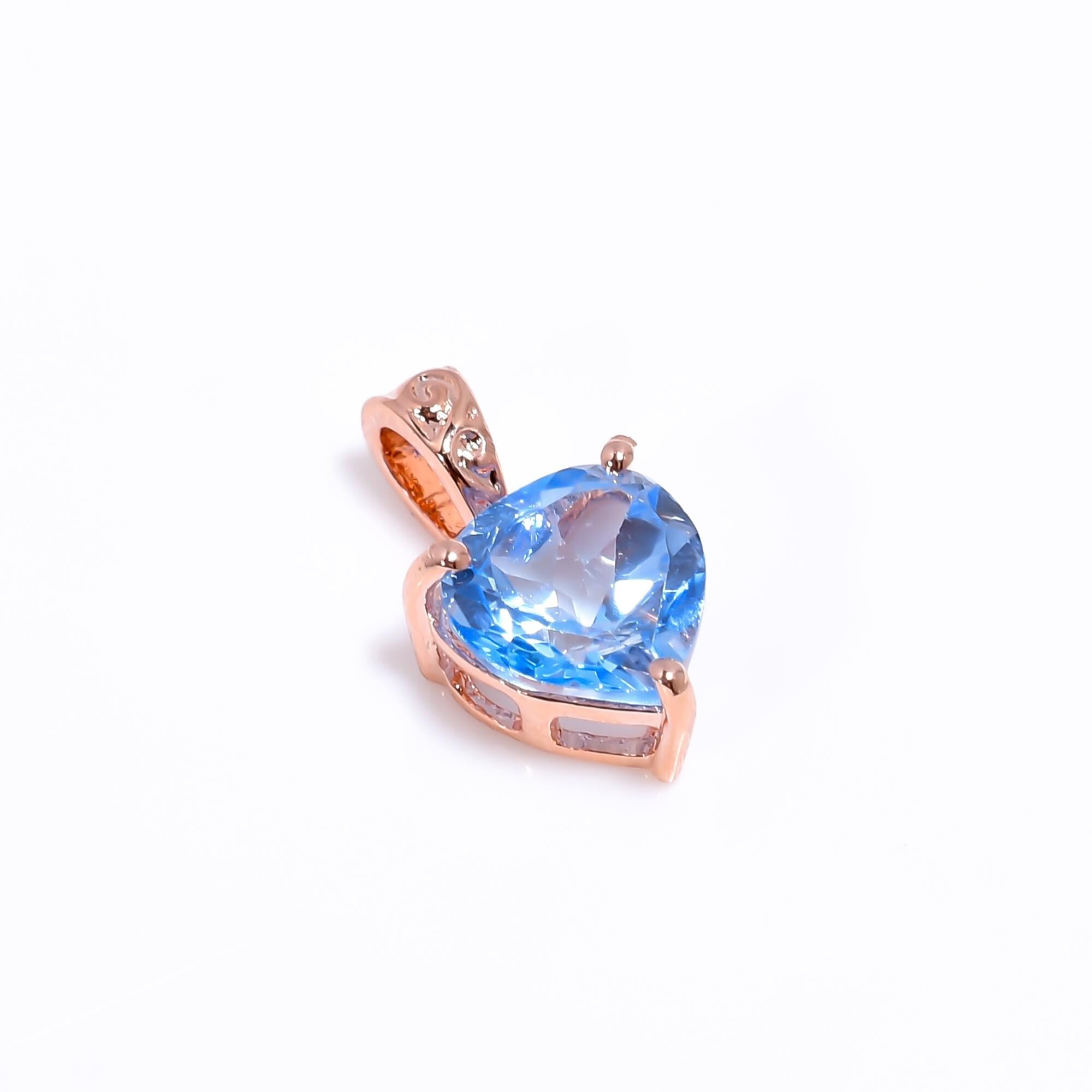 Swiss Blue Topaz Heart Pendant: Sterling Silver Gemstone Necklace
