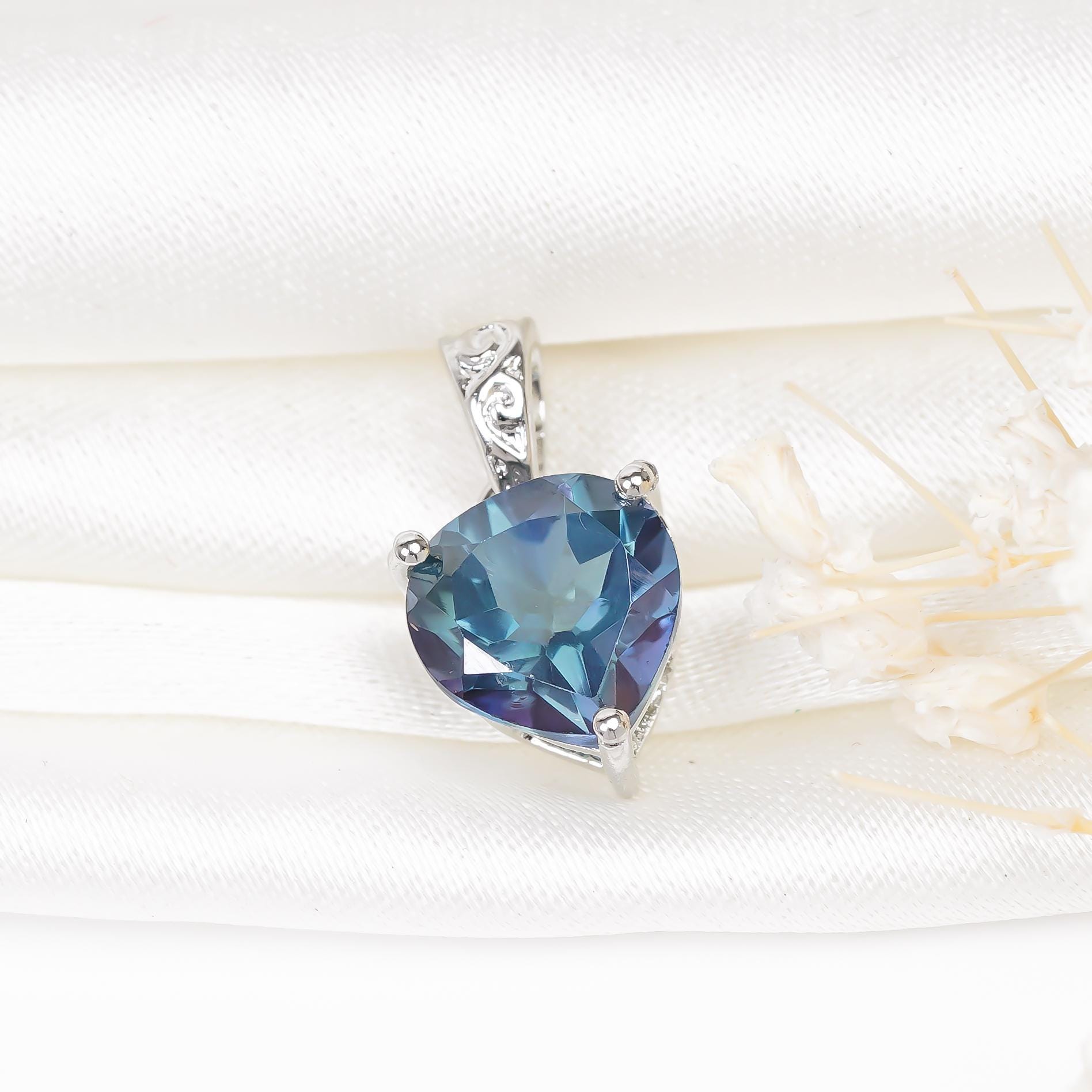 London Blue Topaz Pendant: Sterling Silver Oval Gemstone Jewelry