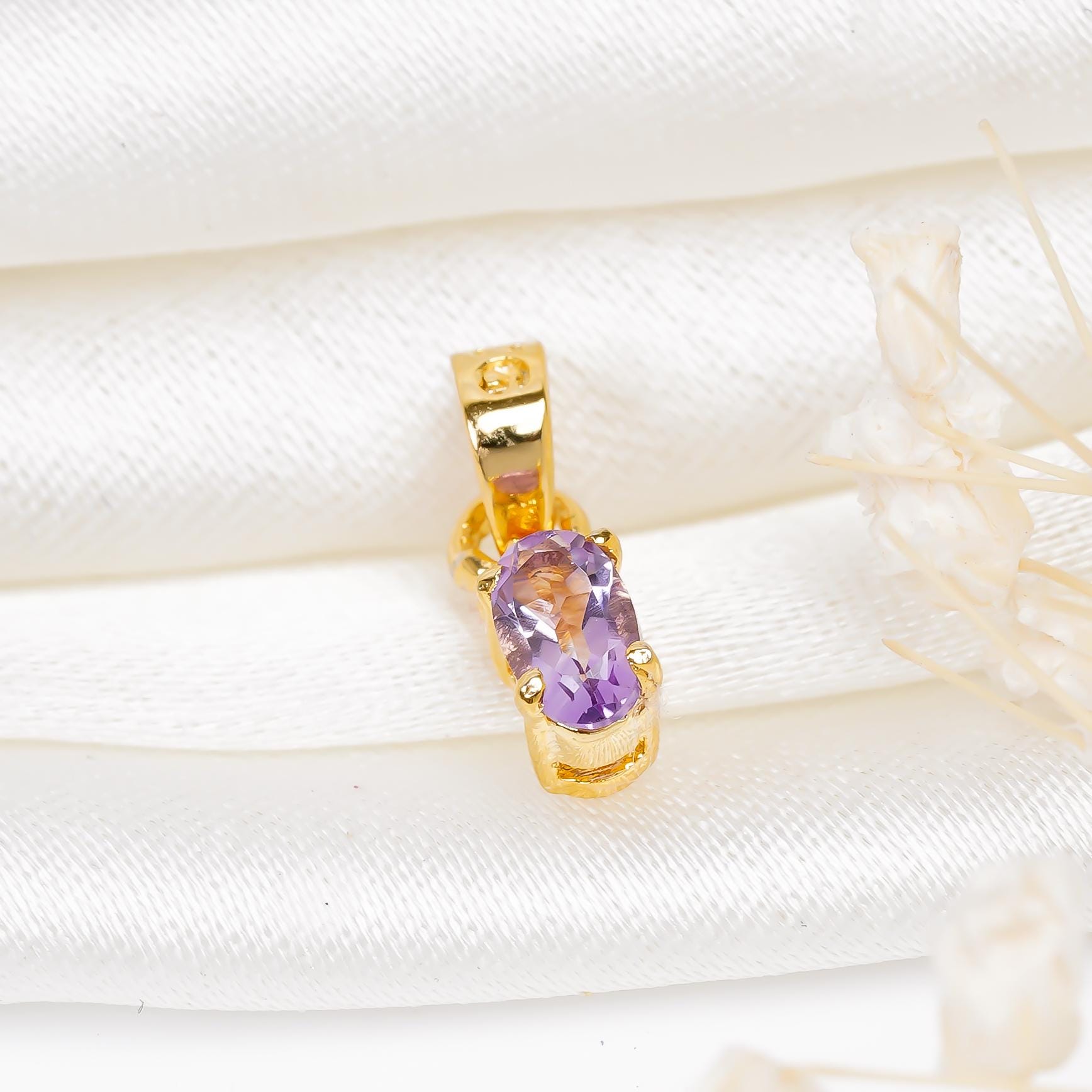 Handmade Amethyst Pendant: 925 Sterling Silver Oval Gemstone