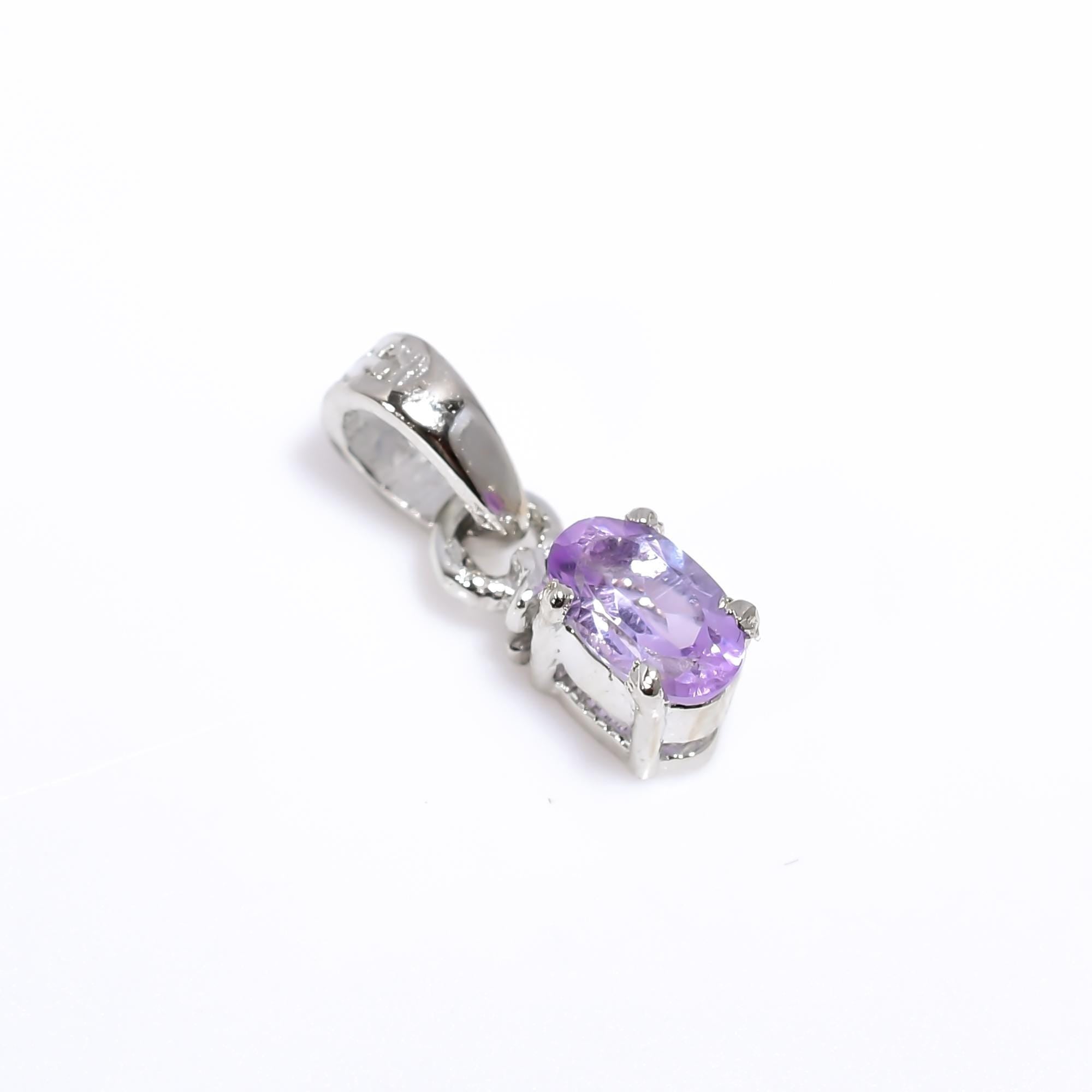 Handmade Pink Amethyst Pendant: 925 Sterling Silver Oval Gemstone