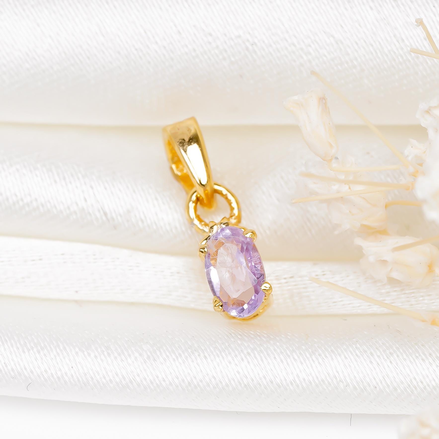 Handmade Pink Amethyst Pendant: 925 Sterling Silver Oval Gemstone