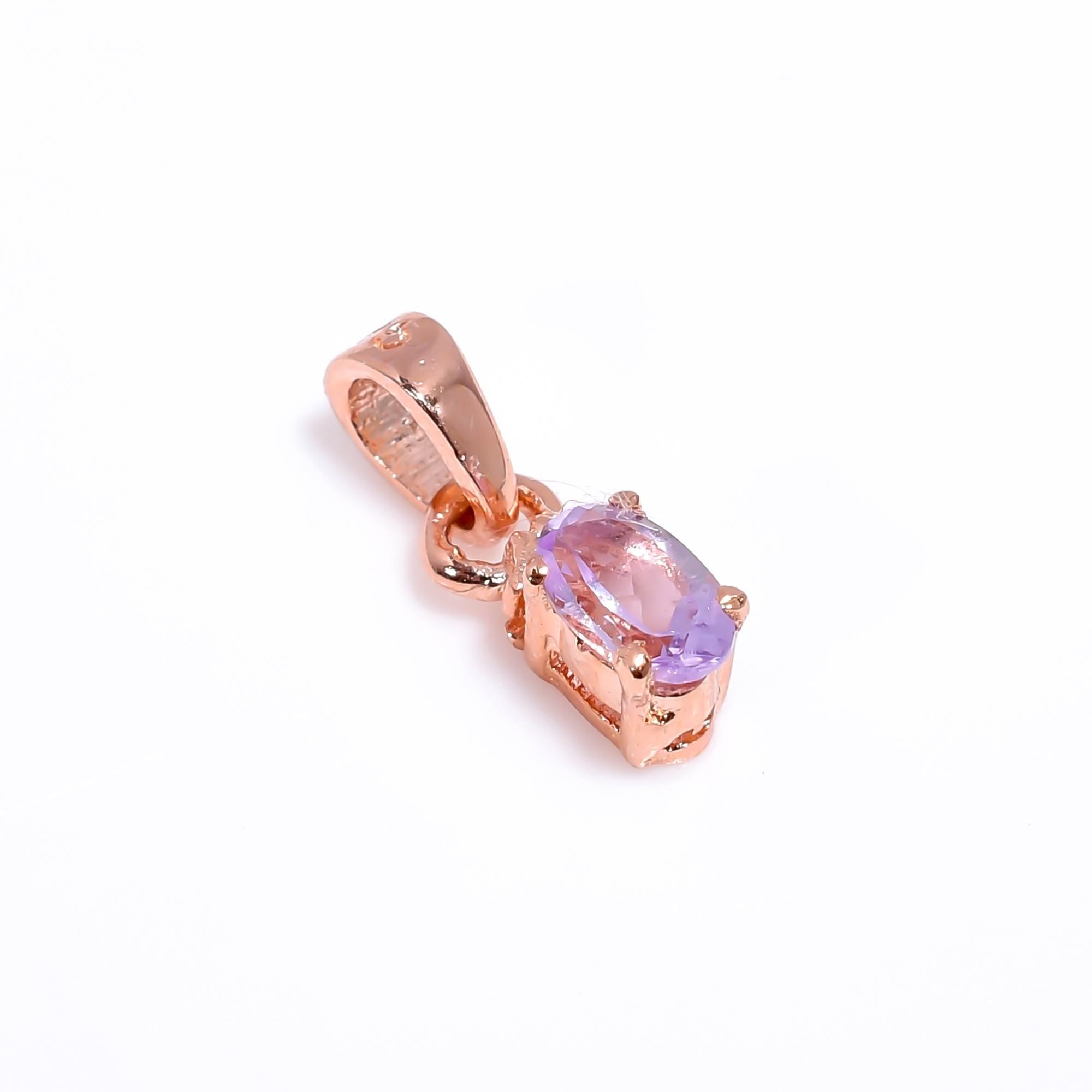 Handmade Pink Amethyst Pendant: 925 Sterling Silver Oval Gemstone