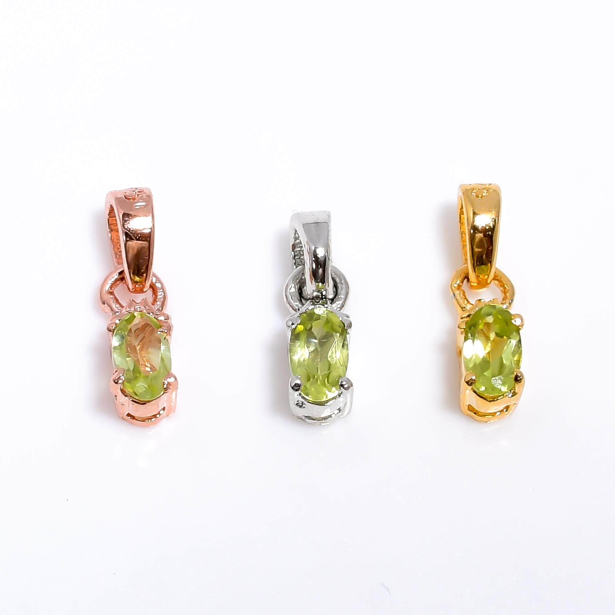 Handmade Green Peridot Pendant: 925 Silver Oval Gemstone Jewelry