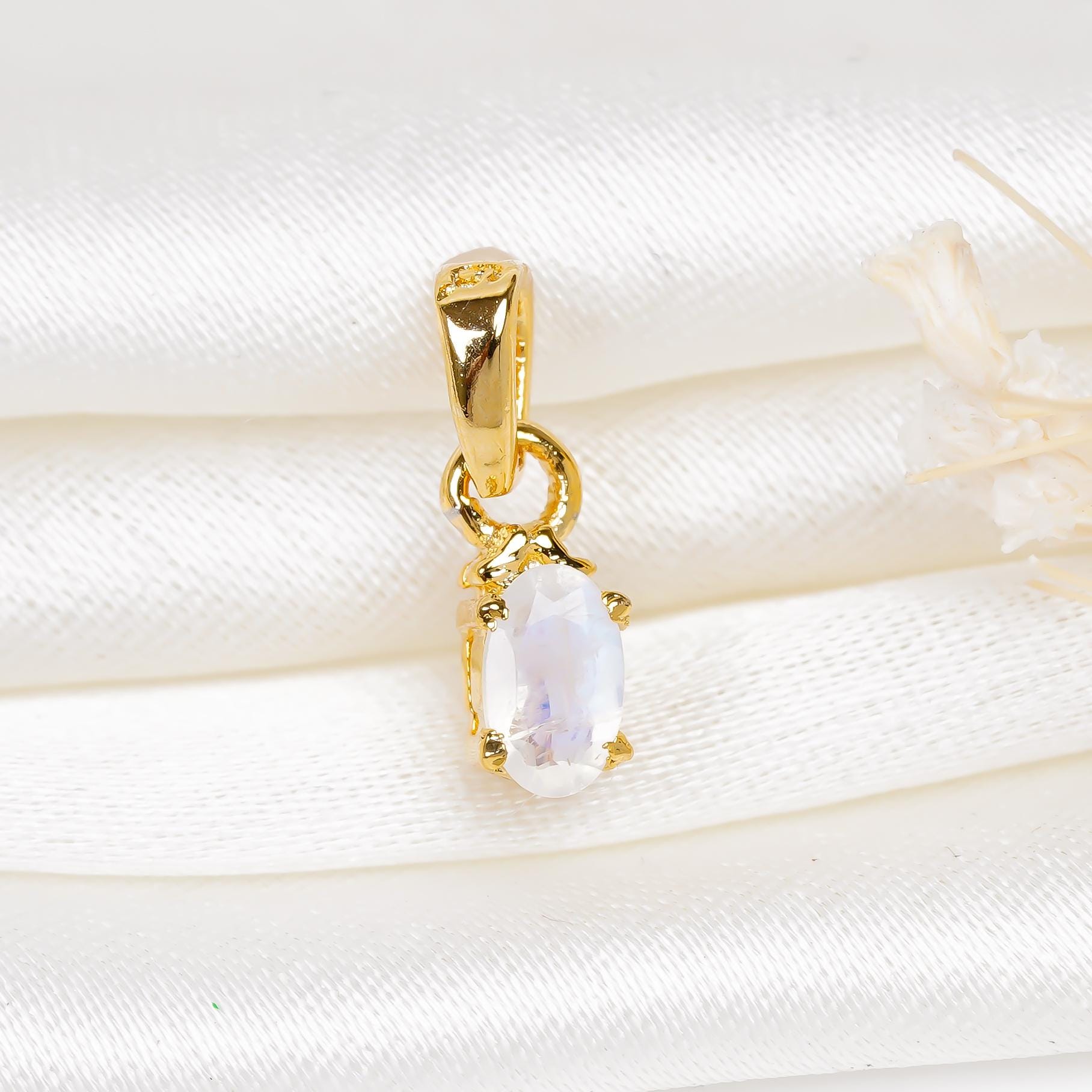 Handmade Oval Moonstone Pendant: 925 Sterling Silver Fine Jewelry