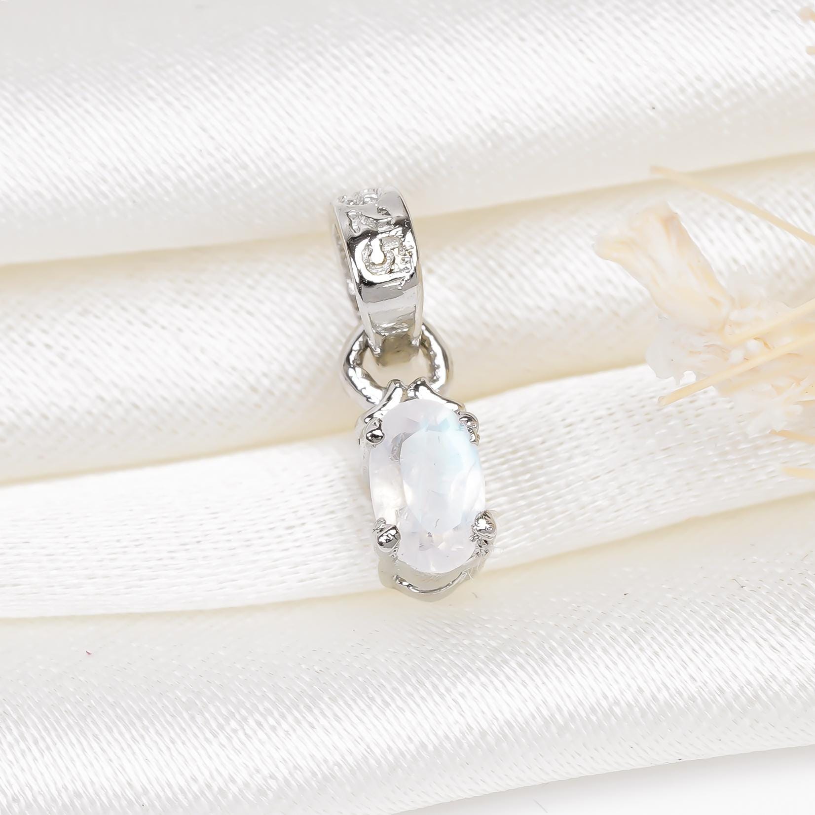 Handmade Oval Moonstone Pendant: 925 Sterling Silver Fine Jewelry